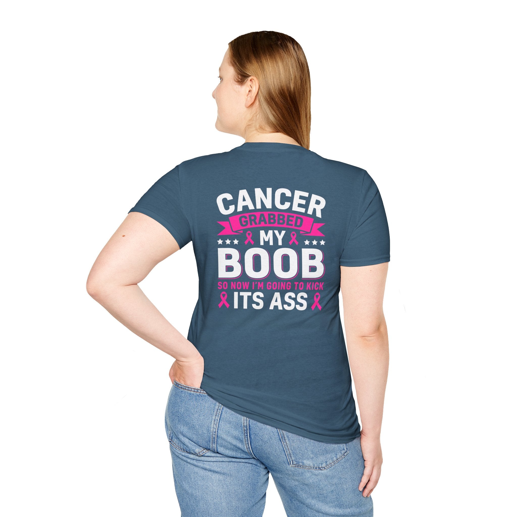 Cancer Grabbed My Boob Now I'm Going to Kick Its Ass T-Shirt — Funny Breast Cancer Awareness Gift