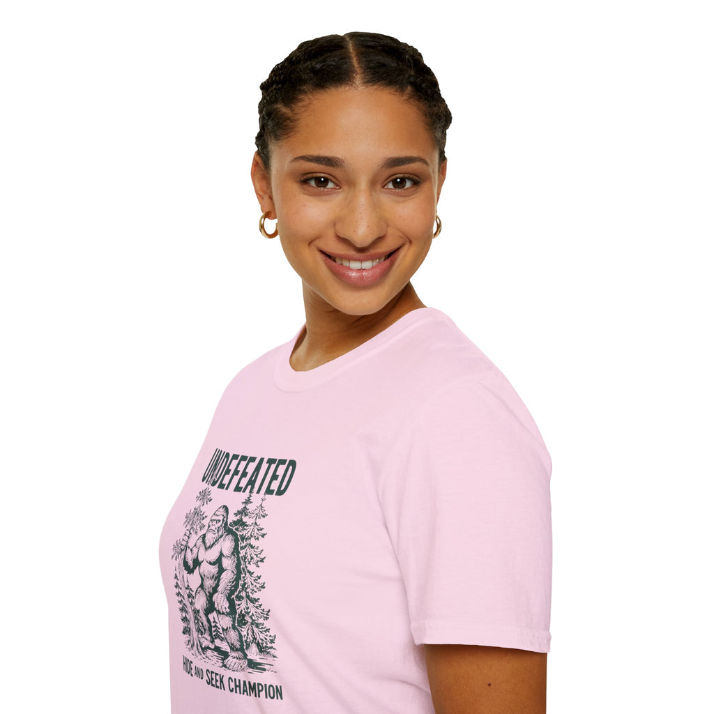 Undefeated Bigfoot T-Shirt — 'Hide and Seek Champion' Graphic Tee