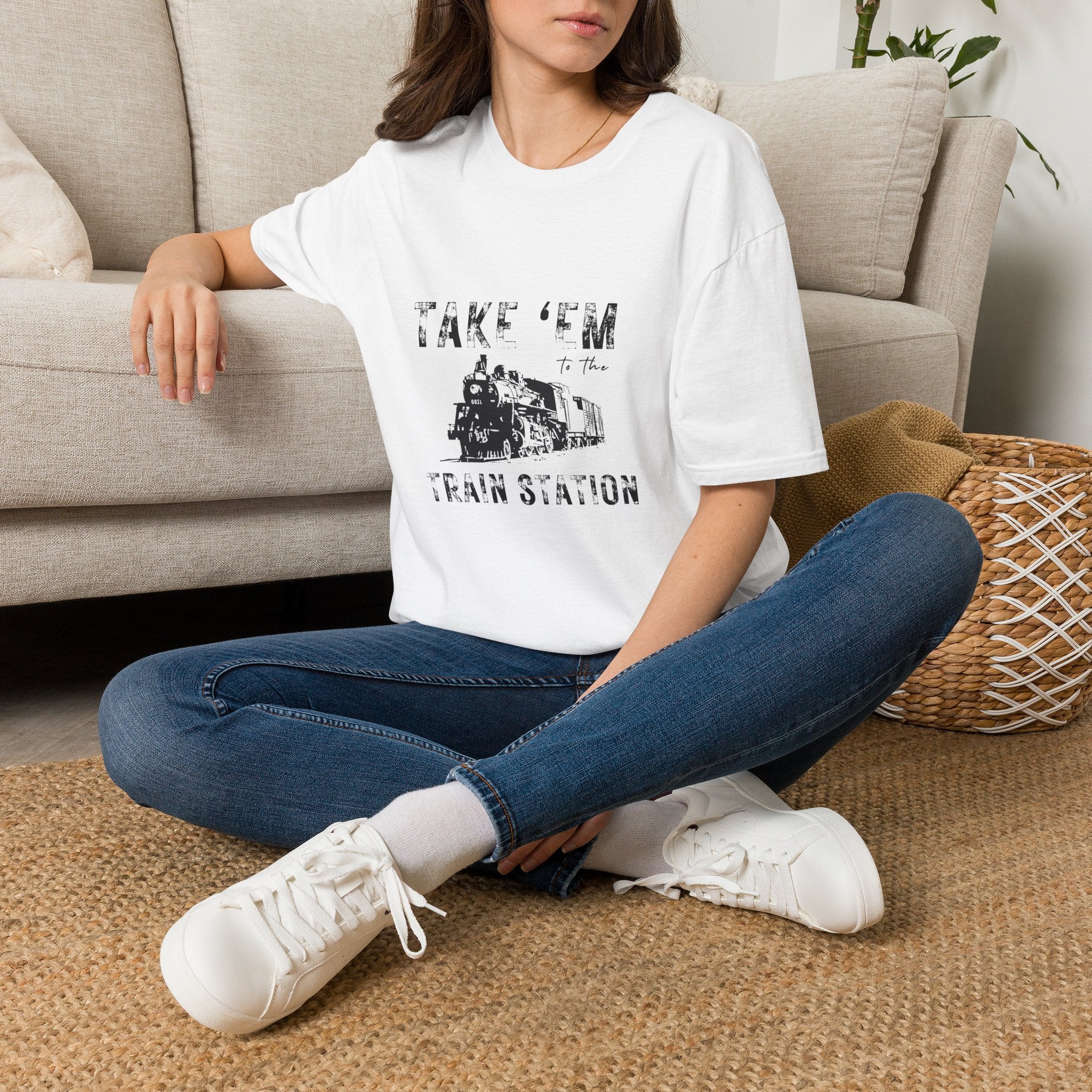 Take 'Em to the Train Station T-Shirt — Funny Sarcastic Gift Vintage Engine Graphic Tee