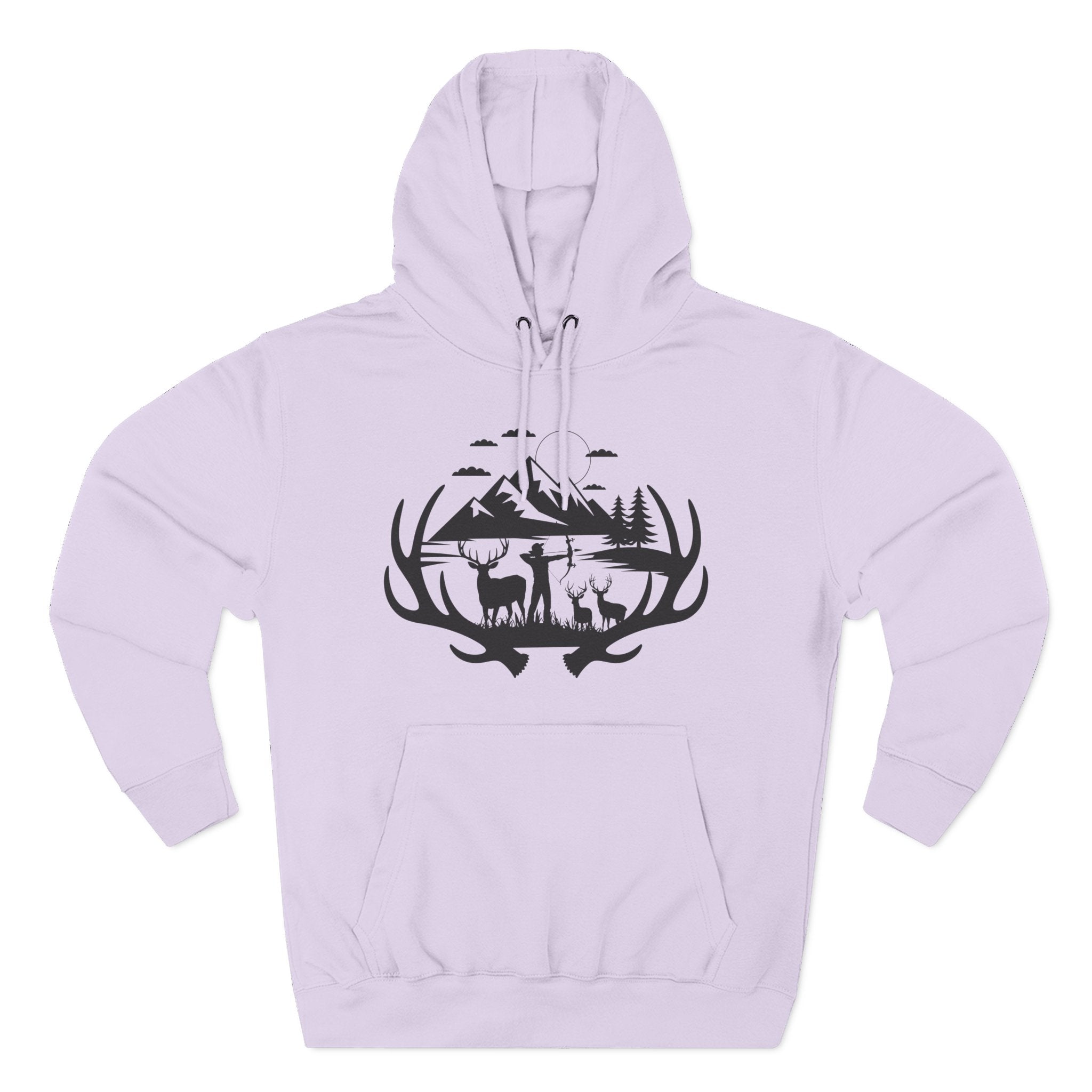 Deer Antler Mountain Hoodie — Rustic Outdoor Gift for Him Wildlife Graphic Pullover