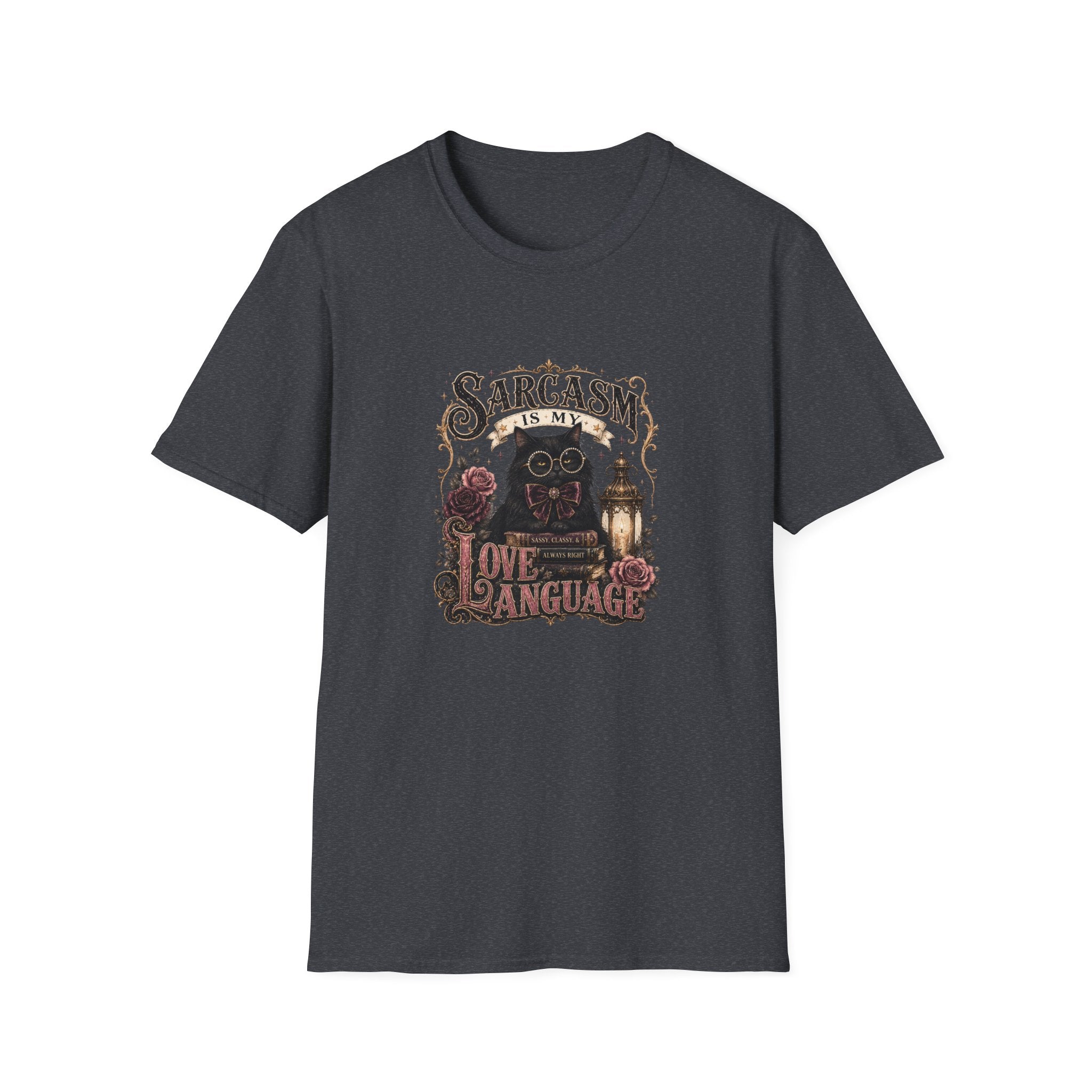Sarcasm Is My Love Language Cat T-Shirt — Funny Gift for Her Vintage Graphic Tee