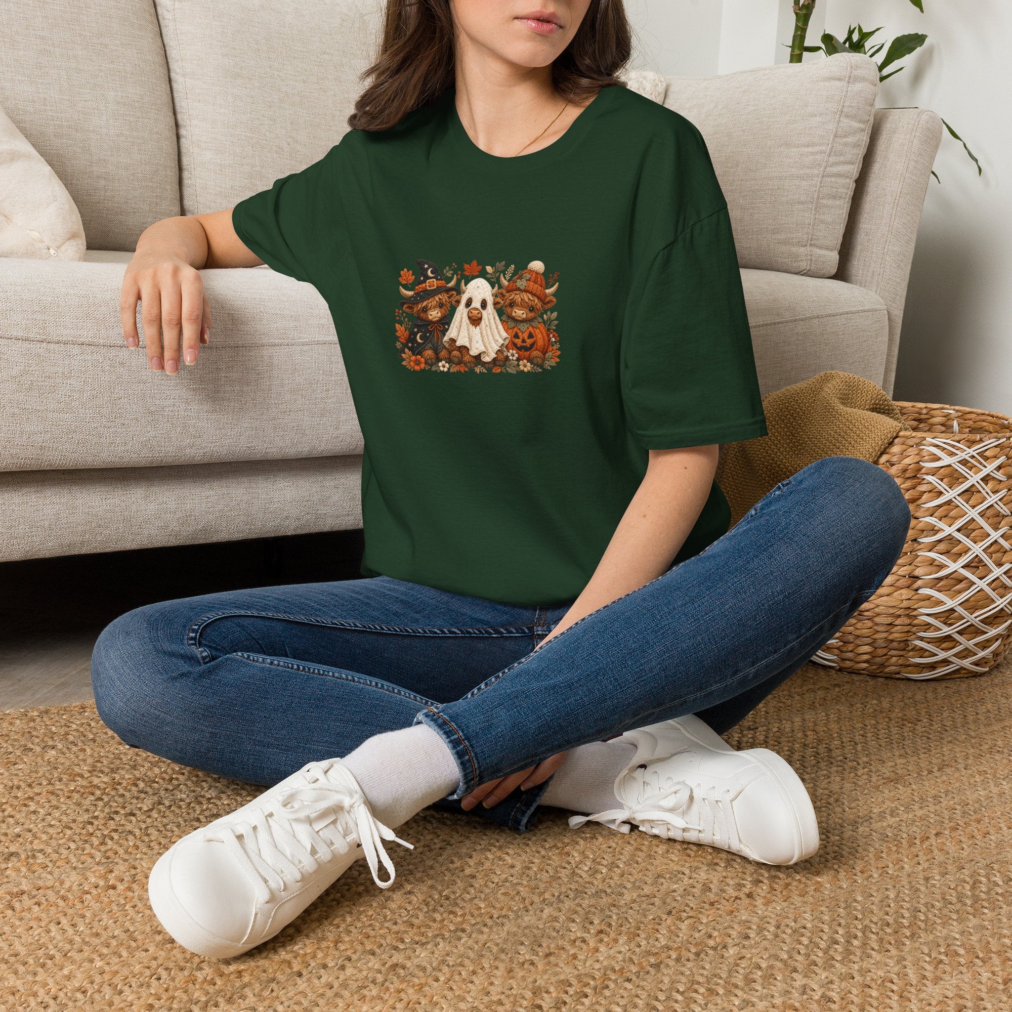 Halloween Cows Trio T-Shirt — Cute Funny Gift for Her Ghost & Pumpkin Fall Tee