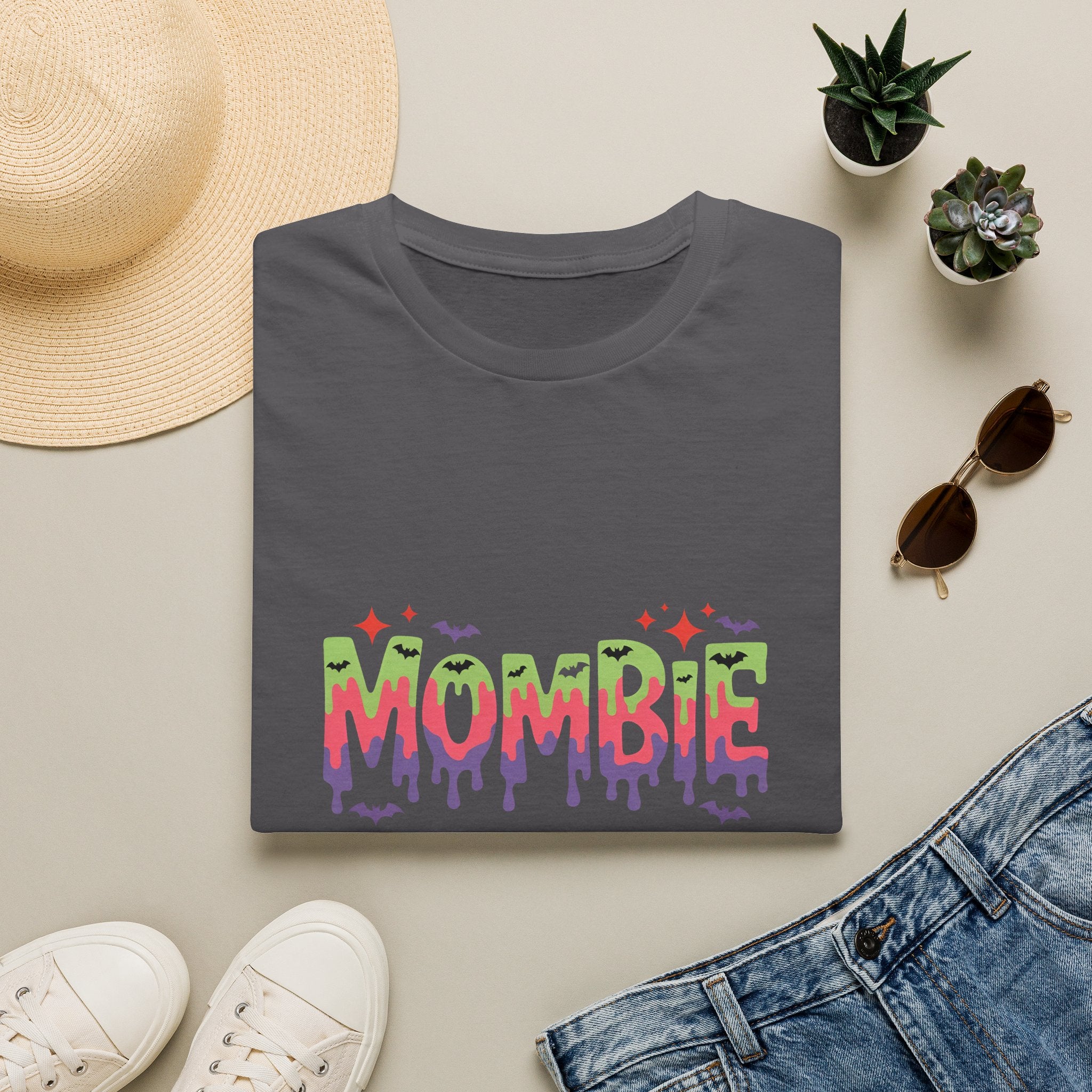 Mombie Halloween T-Shirt — Funny Zombie Mom Gift for Her Neon Graphic Tee