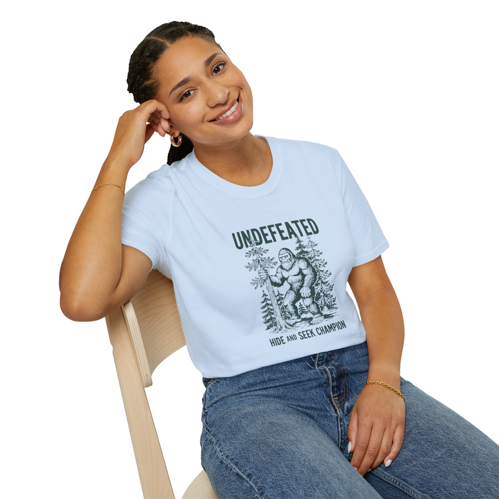 Undefeated Bigfoot T-Shirt — 'Hide and Seek Champion' Graphic Tee