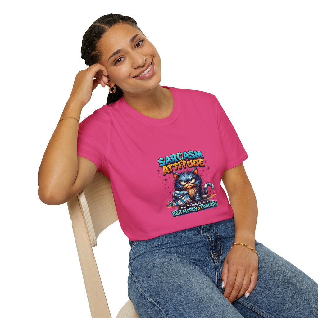 Sarcasm & Attitude Grumpy Cat T-Shirt — Funny Sarcastic Gift for Her Graphic Tee