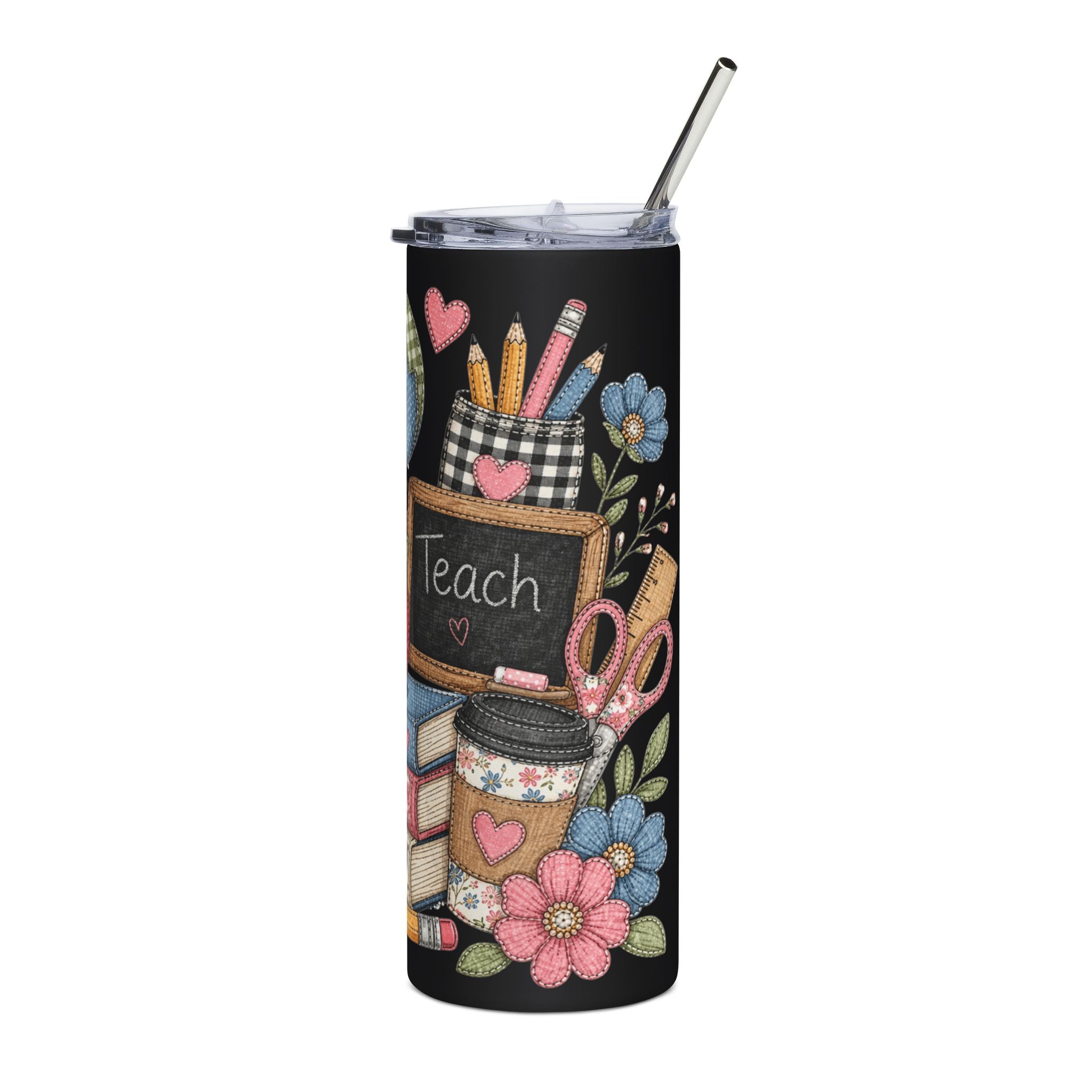 Teach Love Teacher Appreciation Tumbler — Cute Classroom Gift 20oz Stainless Steel Cup