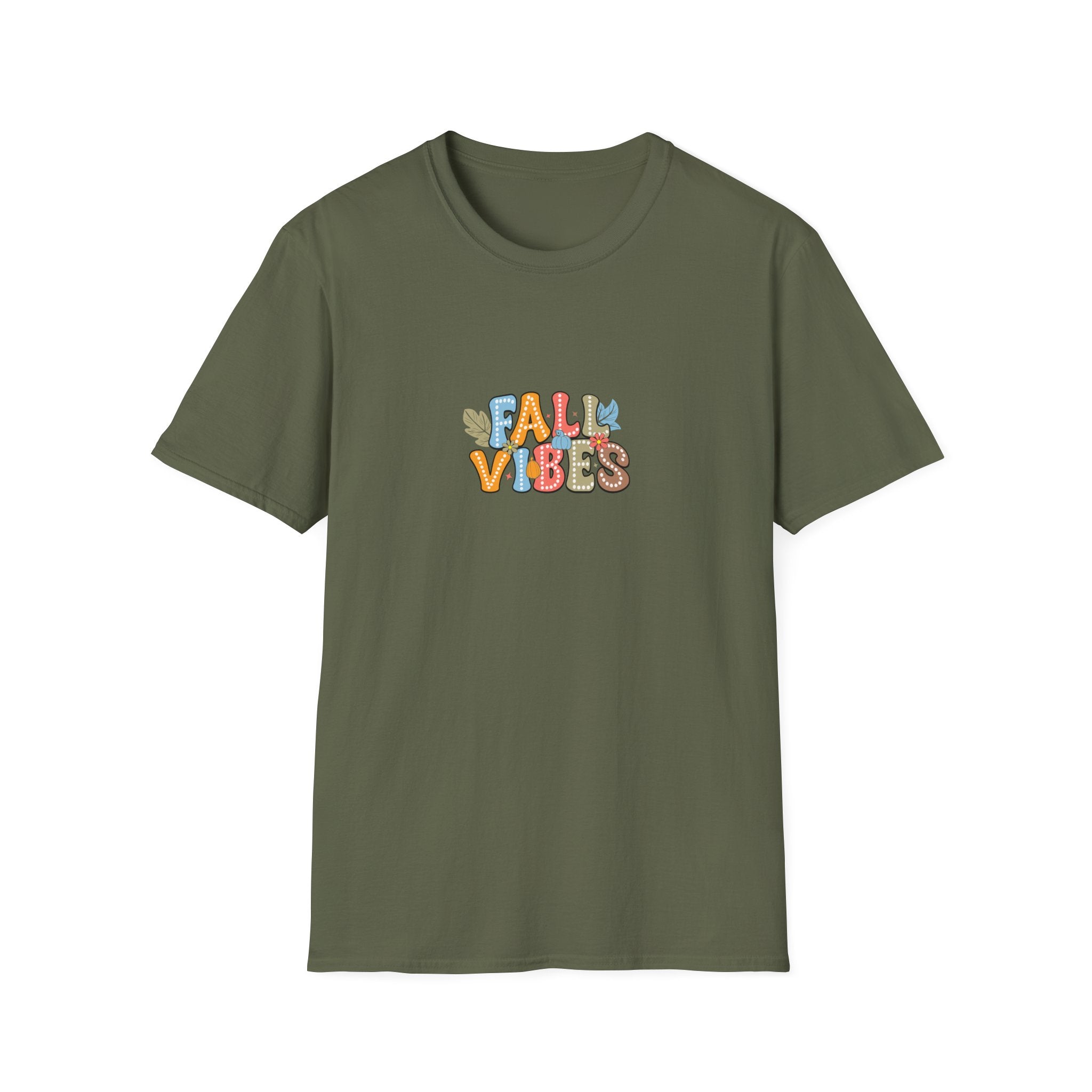 Fall Vibes Colorful Autumn T-Shirt — Cute Fall Gift for Women Graphic Tee