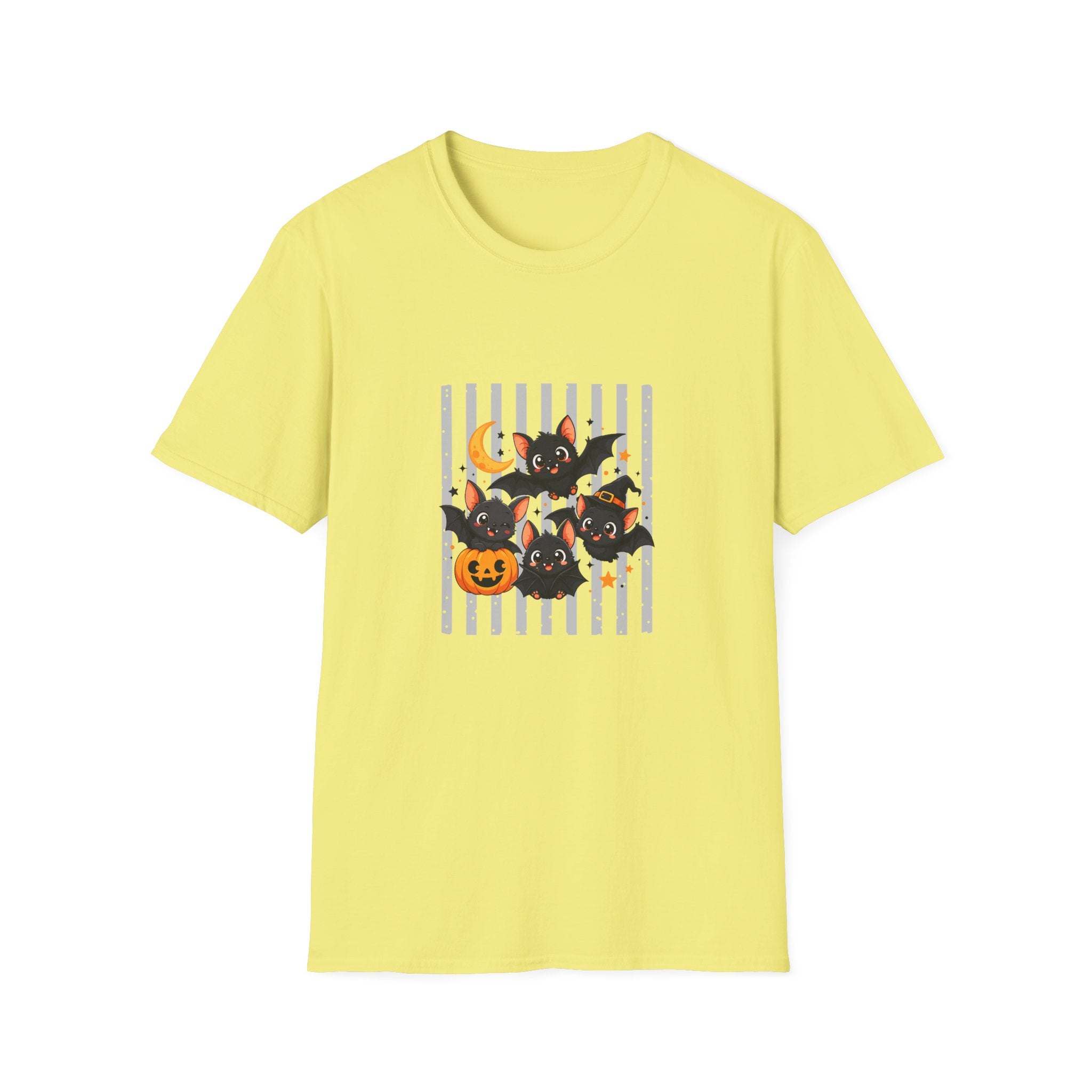 Halloween Bats Pumpkin Moon T-Shirt — Cute Spooky Gift for Women Graphic Tee