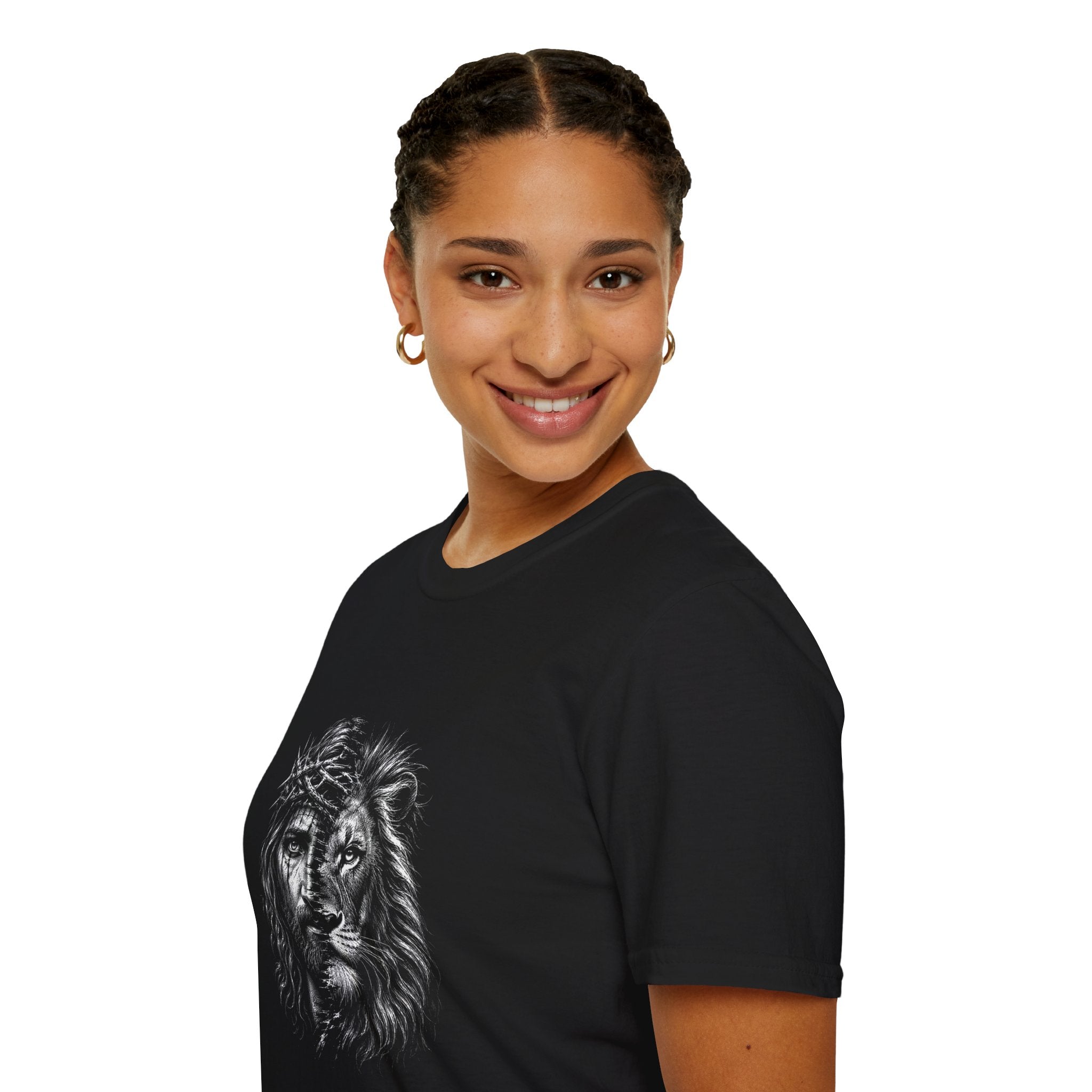 Lion of Judah T-Shirt — Crown of Thorns Half-Face Lion Christian Graphic Tee