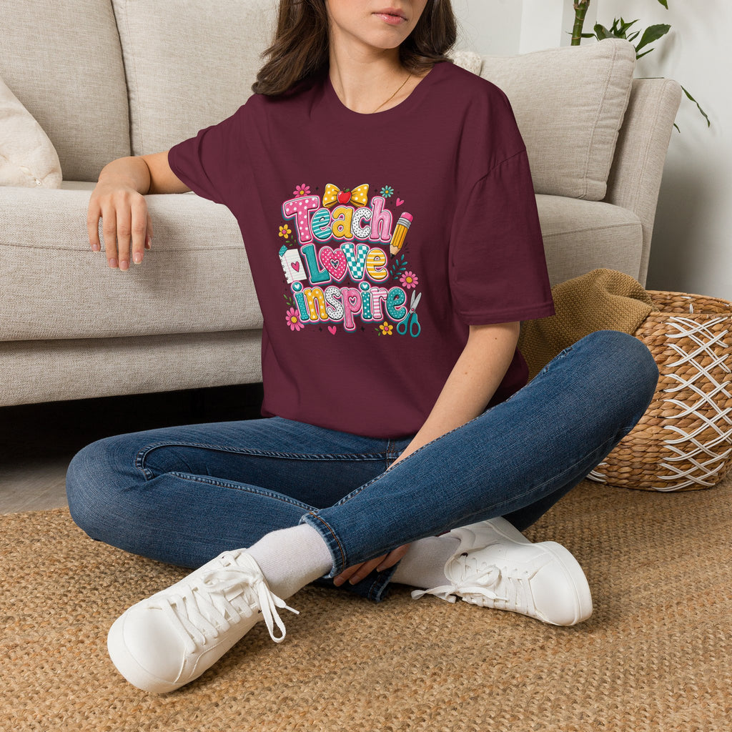 Teach Love Inspire T-Shirt — Cute Colorful Teacher Gift School Appreciation Tee