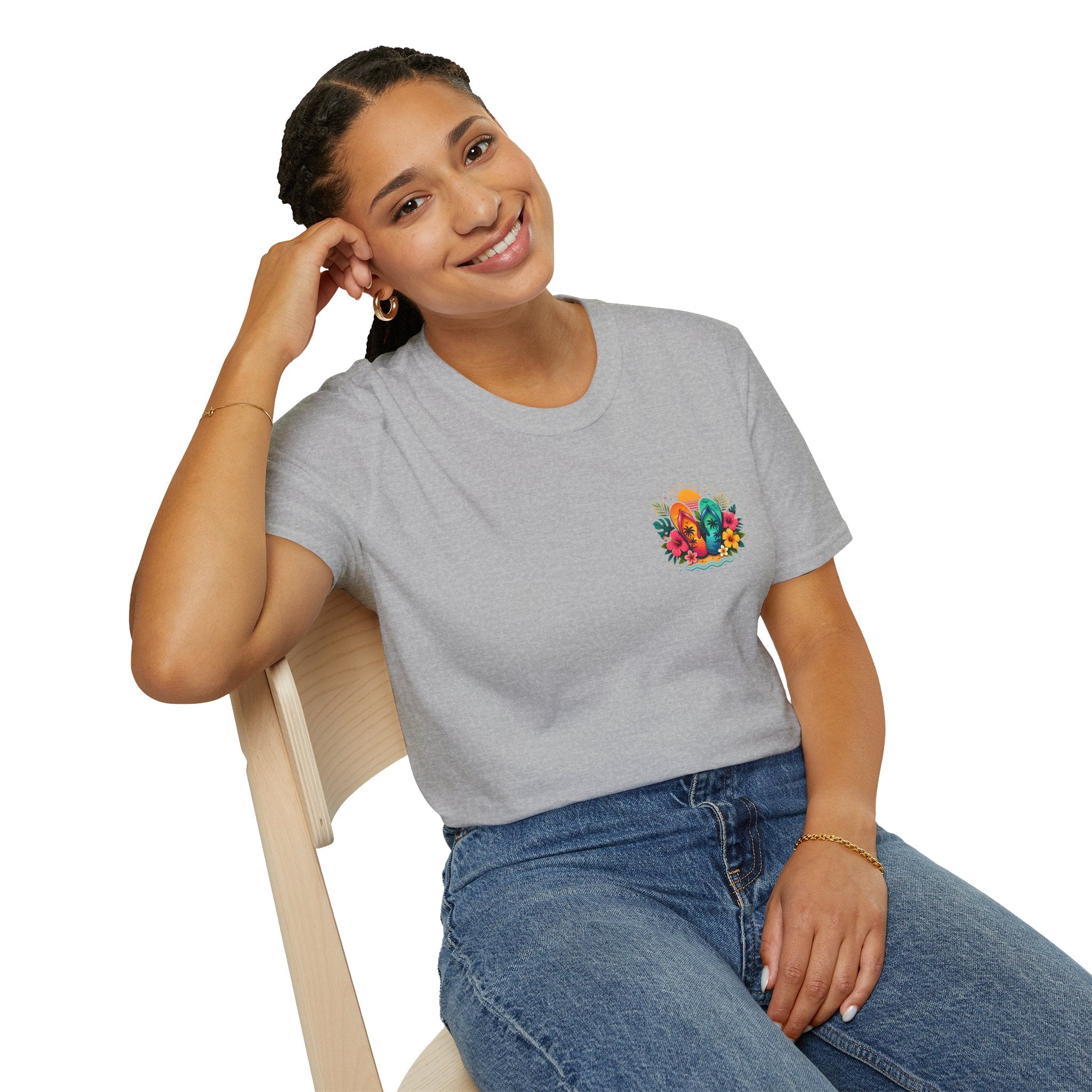 Floral Surf Chest Print T-Shirt — Cute Beach Gift for Women Graphic Tee
