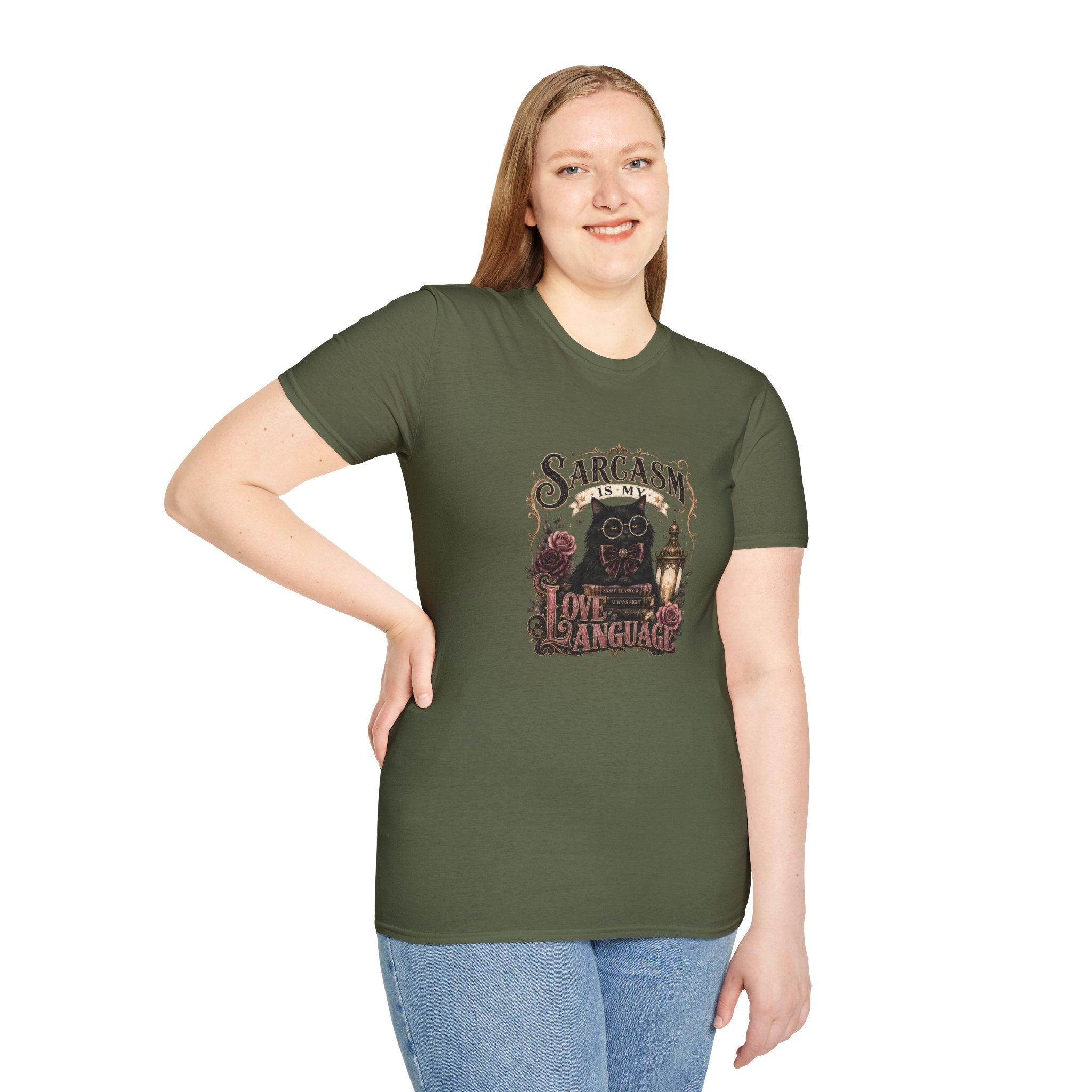 Sarcasm Is My Love Language Cat T-Shirt — Funny Gift for Her Vintage Graphic Tee