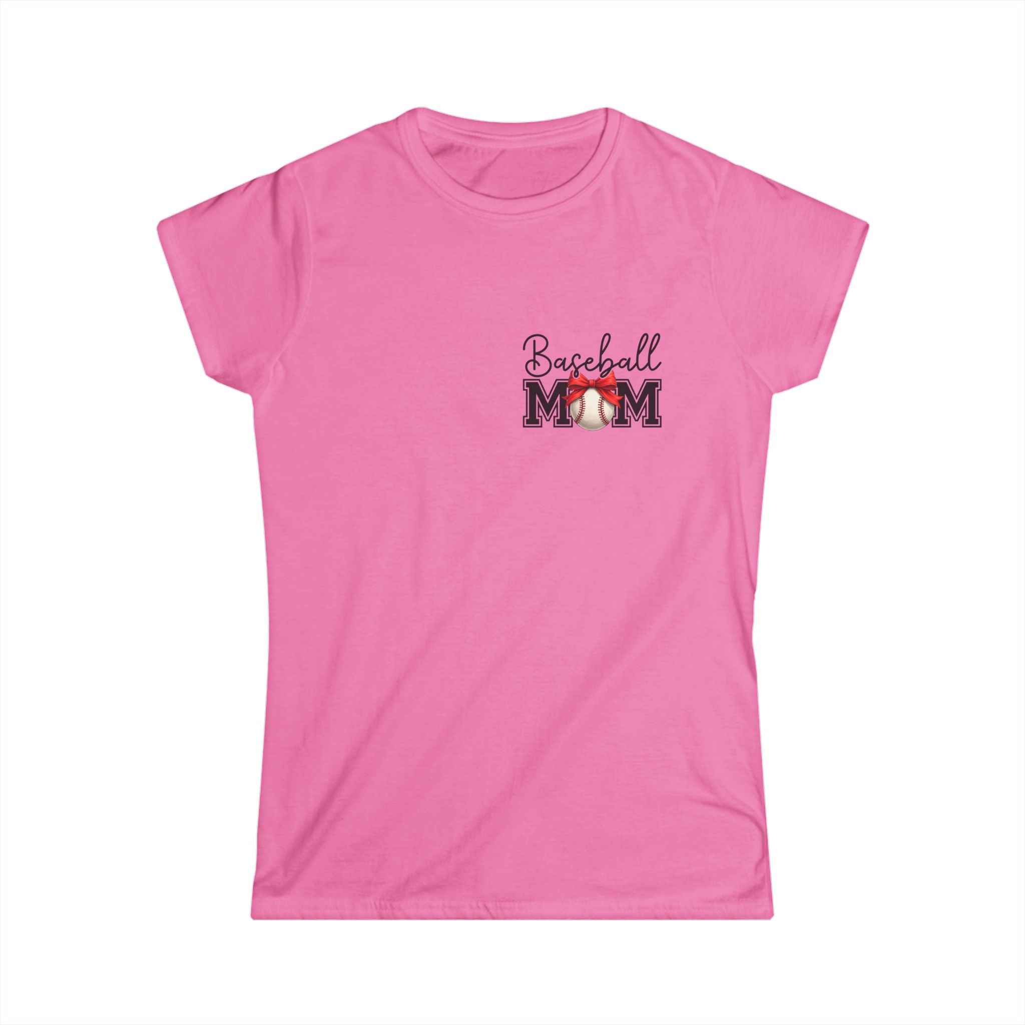 Baseball Mom Script T-Shirt — Cute Bow Gift for Sports Moms Game Day Tee