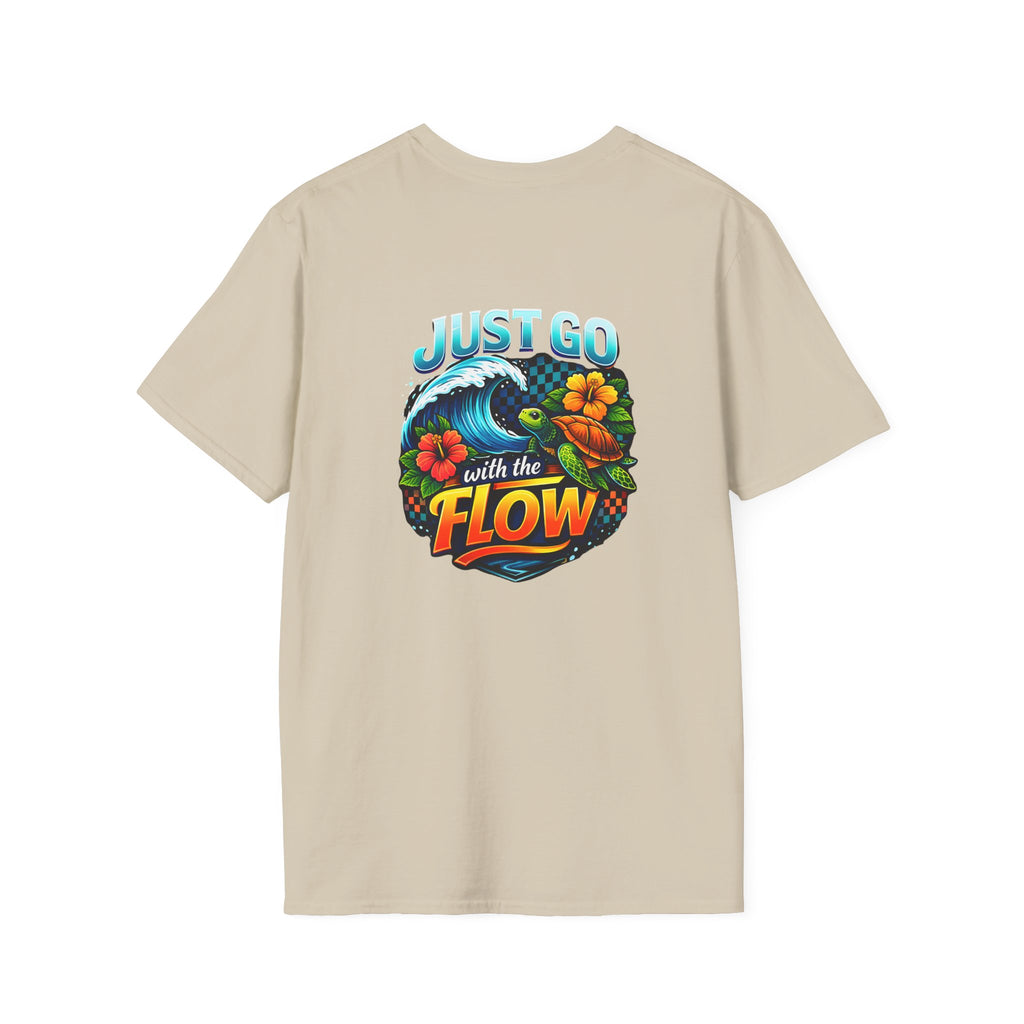 Go With the Flow Sea Turtle T-Shirt — Cute Beach Gift for Women Ocean Floral Tee