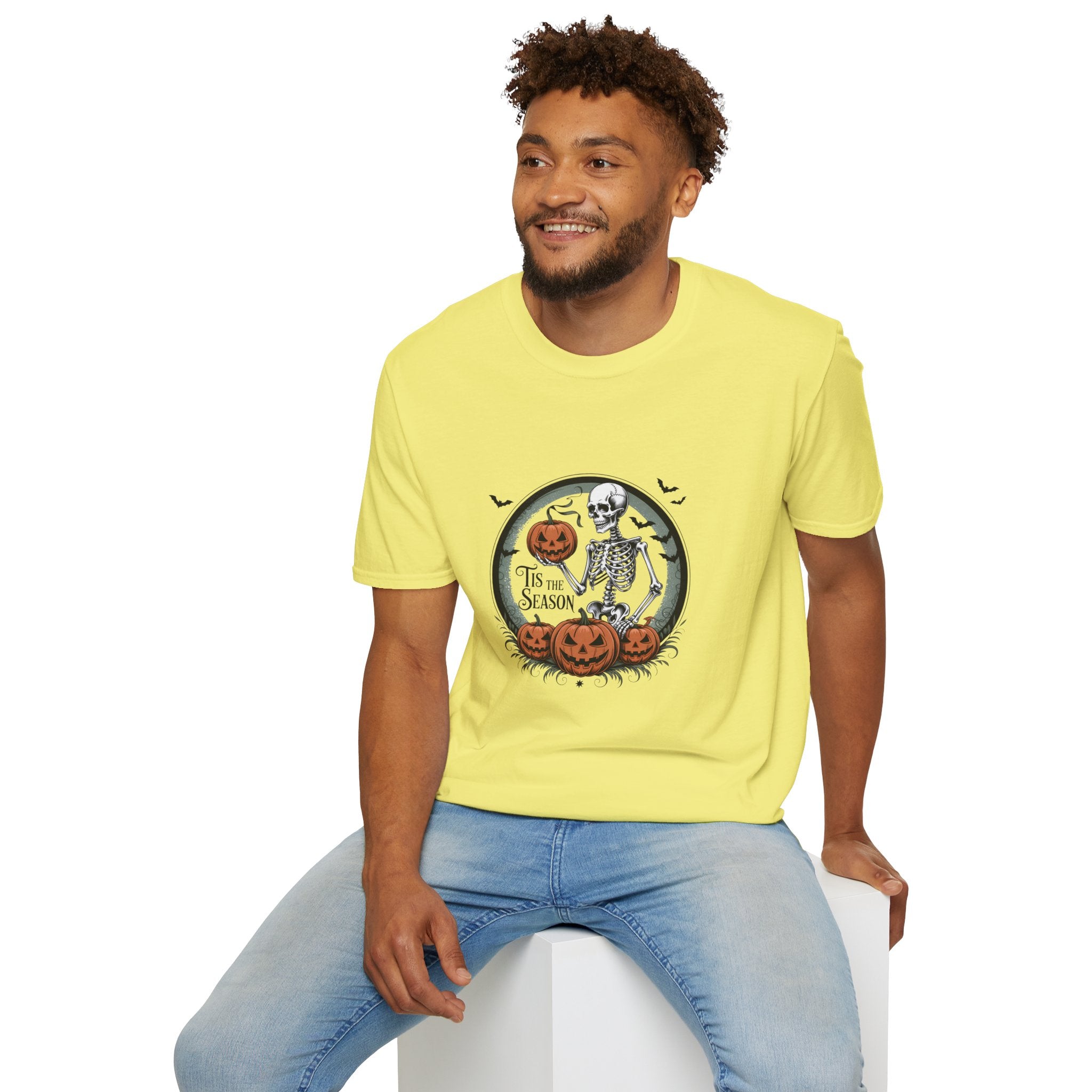 Tis the Season Skeleton Pumpkin T-Shirt — Funny Halloween Gift for Women Graphic Tee