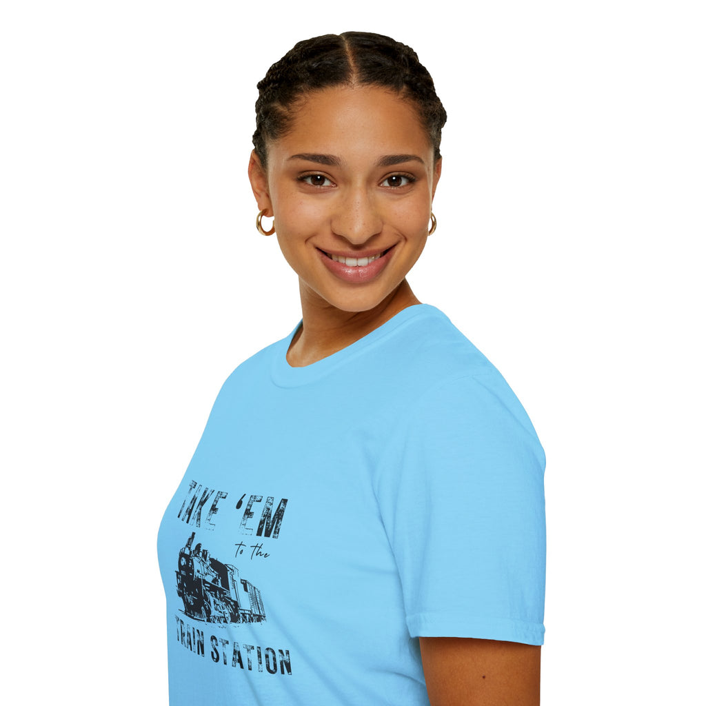 Take 'Em to the Train Station T-Shirt — Funny Sarcastic Gift Vintage Engine Graphic Tee