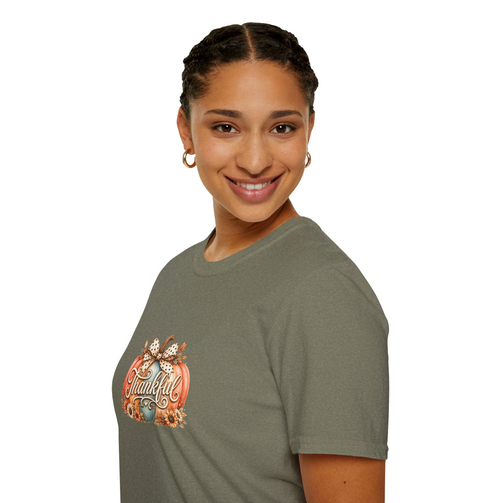 Thankful Pumpkin T-Shirt — Cute Fall Thanksgiving Gift for Women Graphic Tee