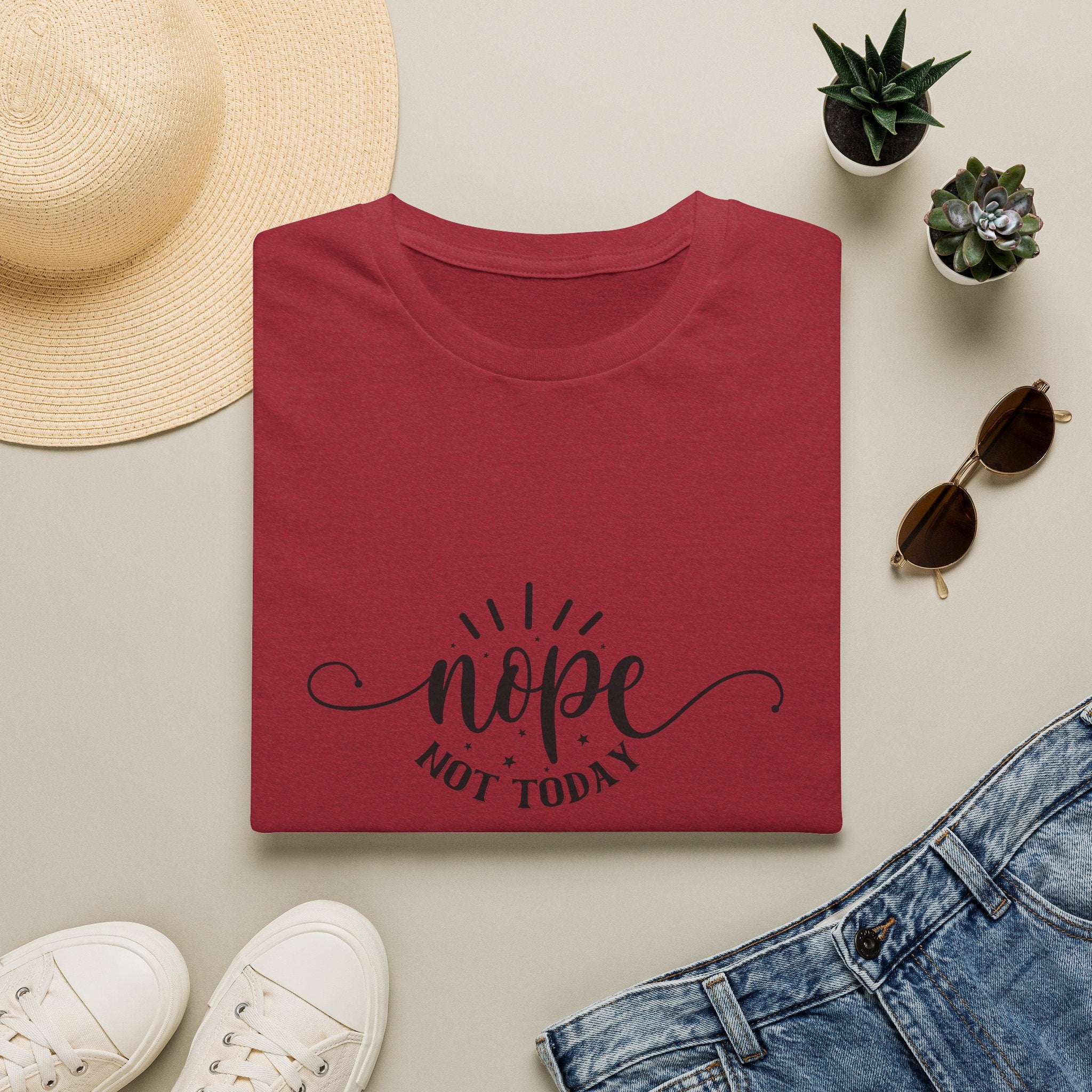 Nope Not Today T-Shirt — Funny Sarcastic Anti-Monday Gift for Her Women's Graphic Tee