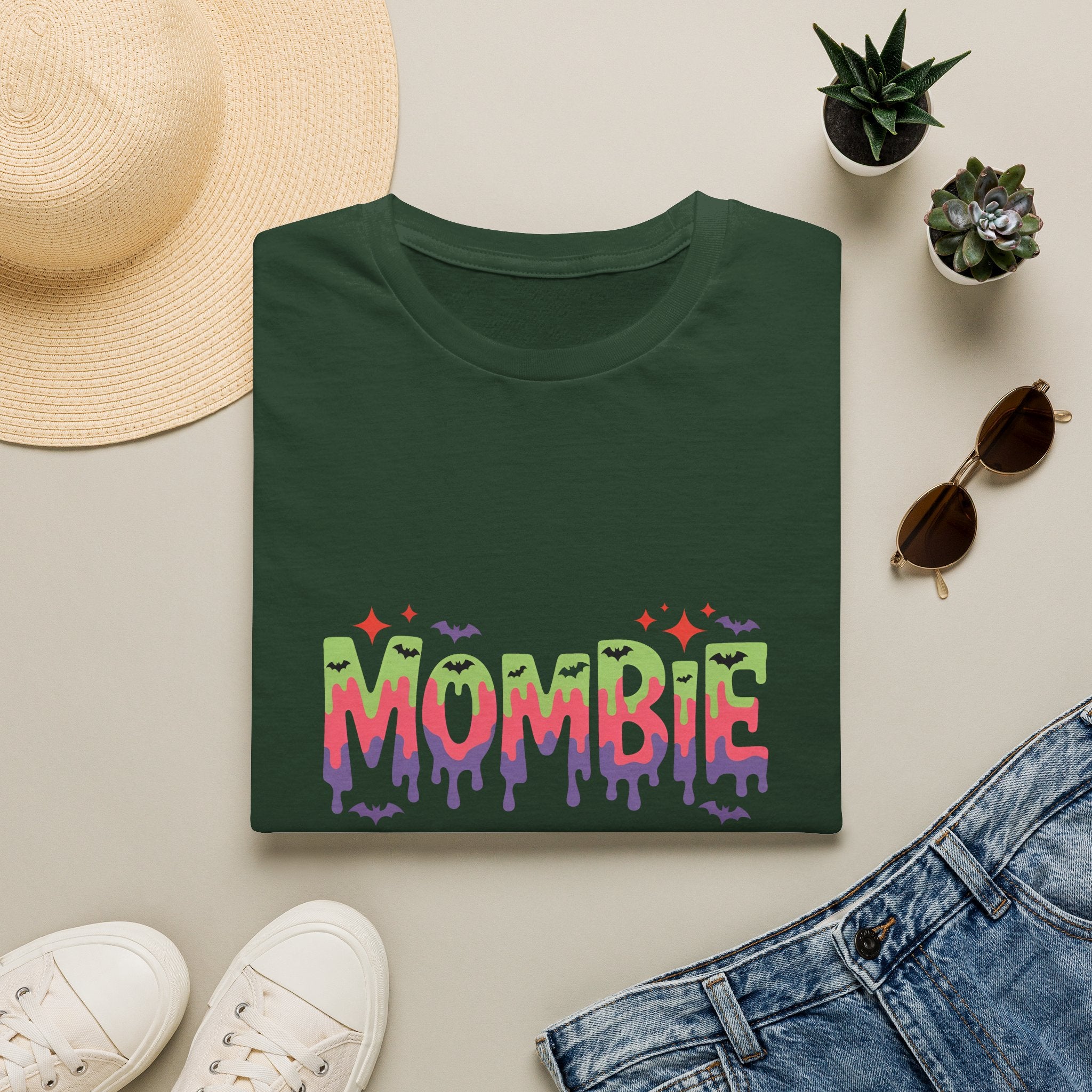 Mombie Halloween T-Shirt — Funny Zombie Mom Gift for Her Neon Graphic Tee