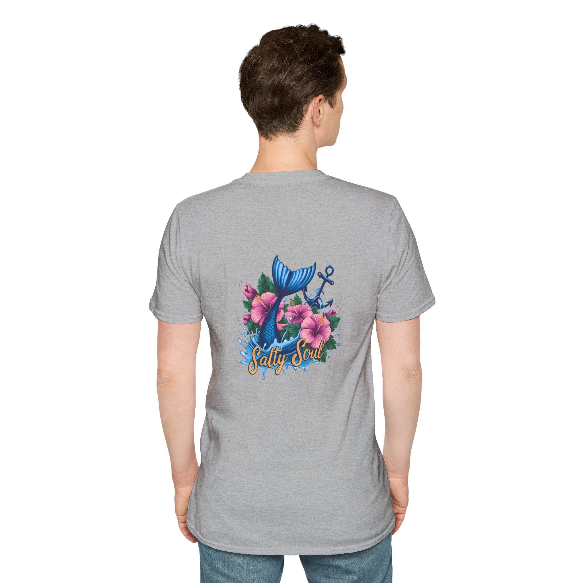 Salty Soul Mermaid Anchor Floral T-Shirt — Cute Beach Gift for Women Nautical Tee