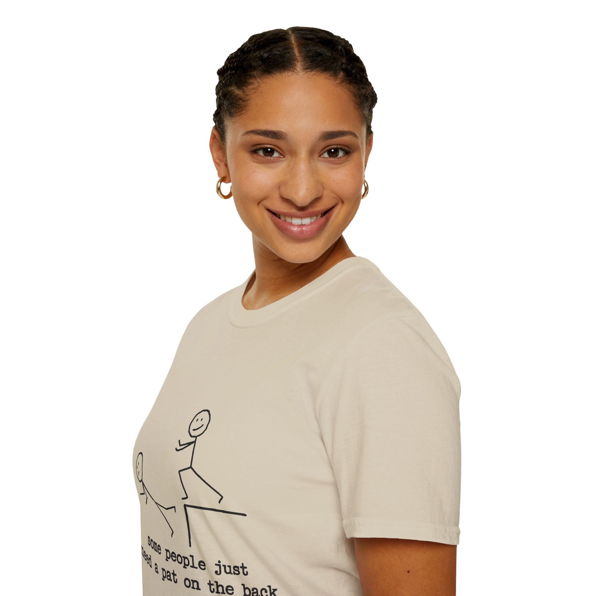 T-Shirt — "Some People Just Need a Pat on the Back" Stick Figure Humor Tee