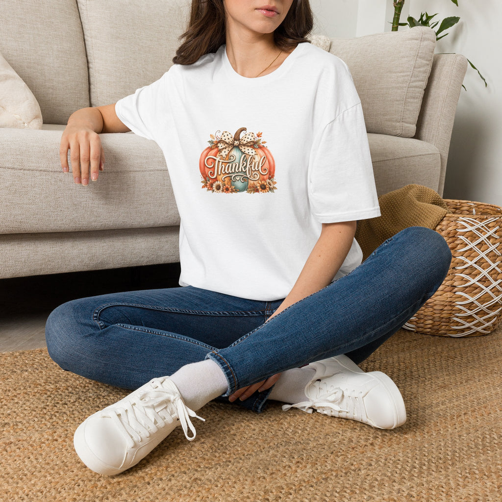 Thankful Pumpkin T-Shirt — Cute Fall Thanksgiving Gift for Women Graphic Tee