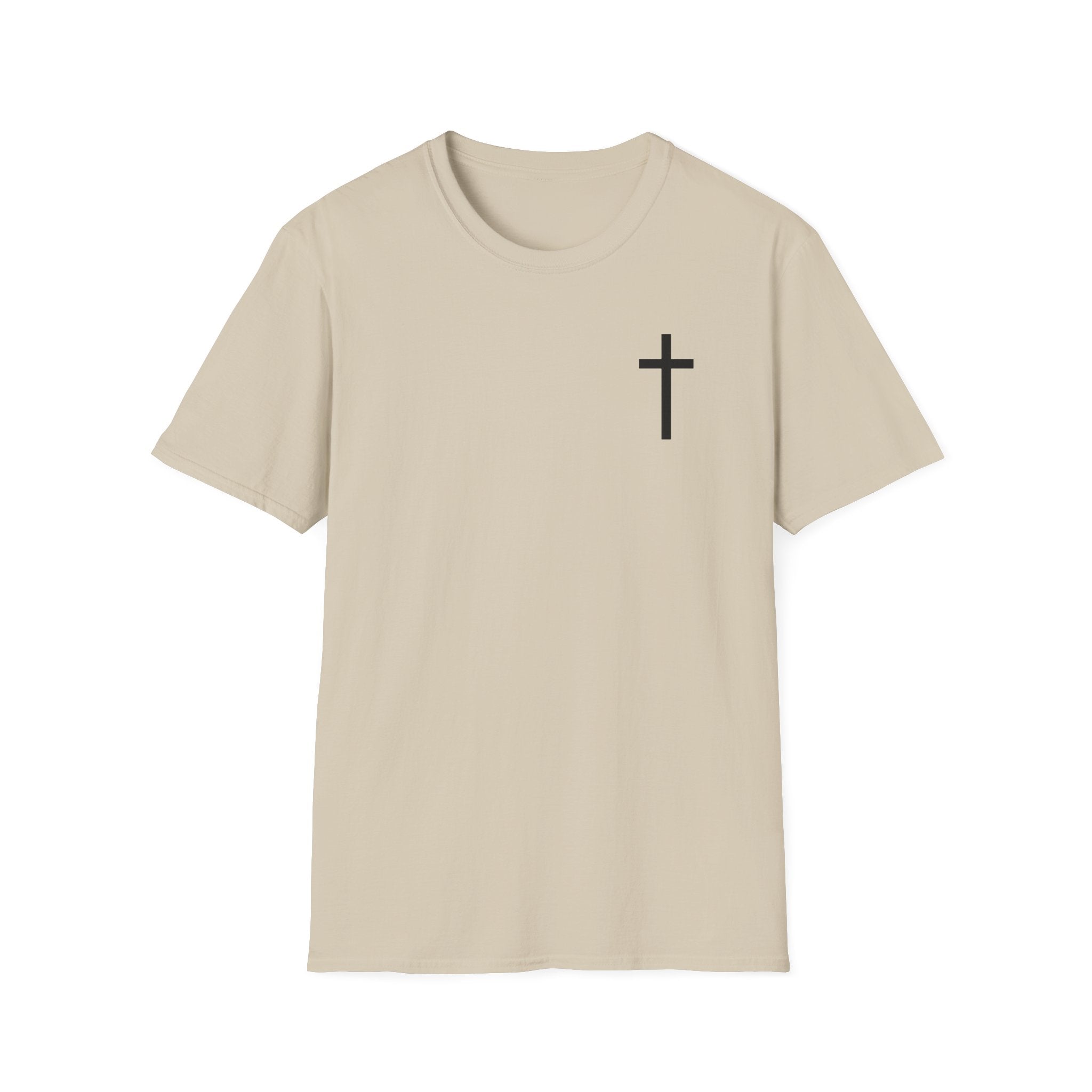 Man of Faith Rooted in Christ T-Shirt — Christian Gift for Him Flag & Cross Back Print Graphic Tee