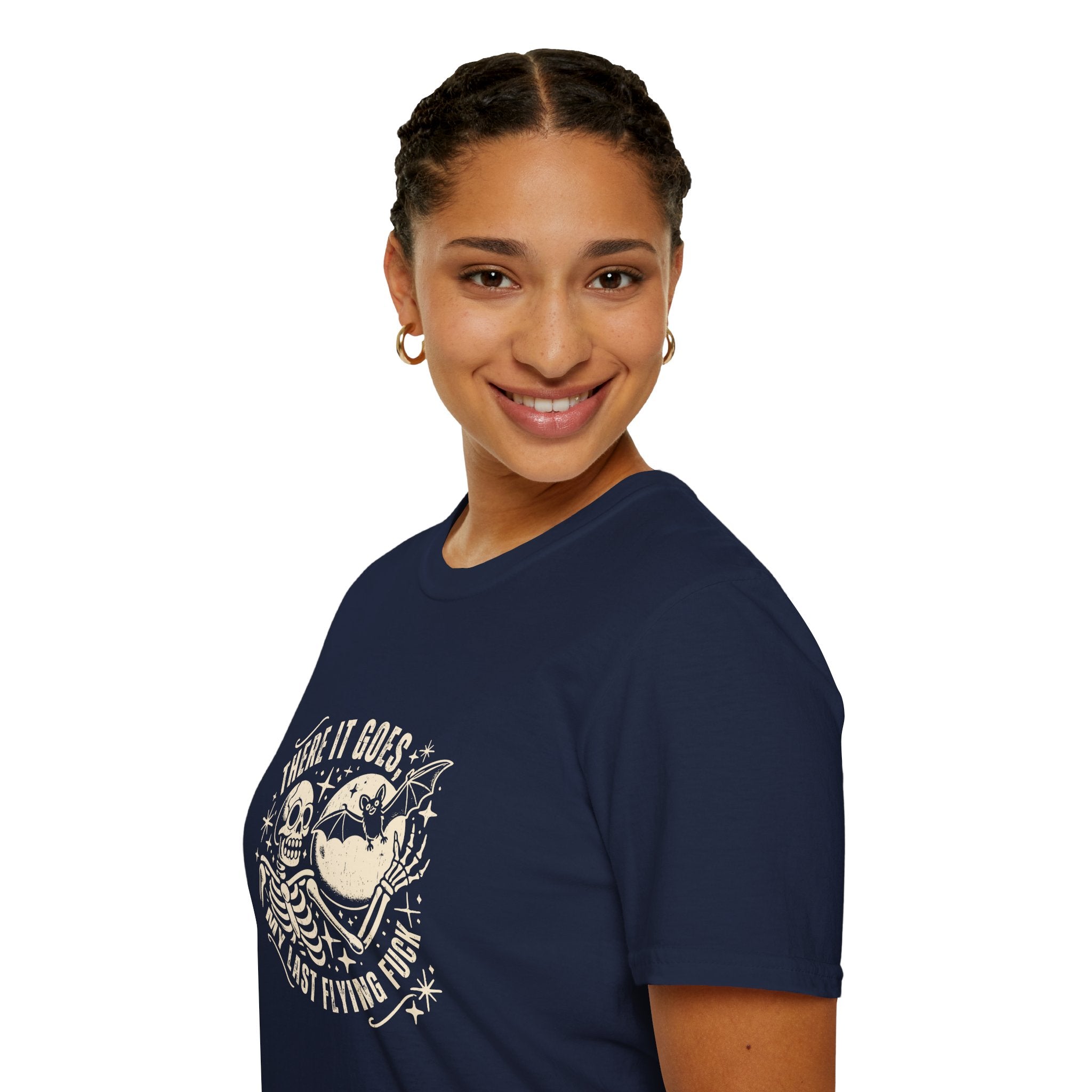 There It Goes Skull Moon & Bat T-Shirt — Cute Halloween Gift for Women Graphic Tee