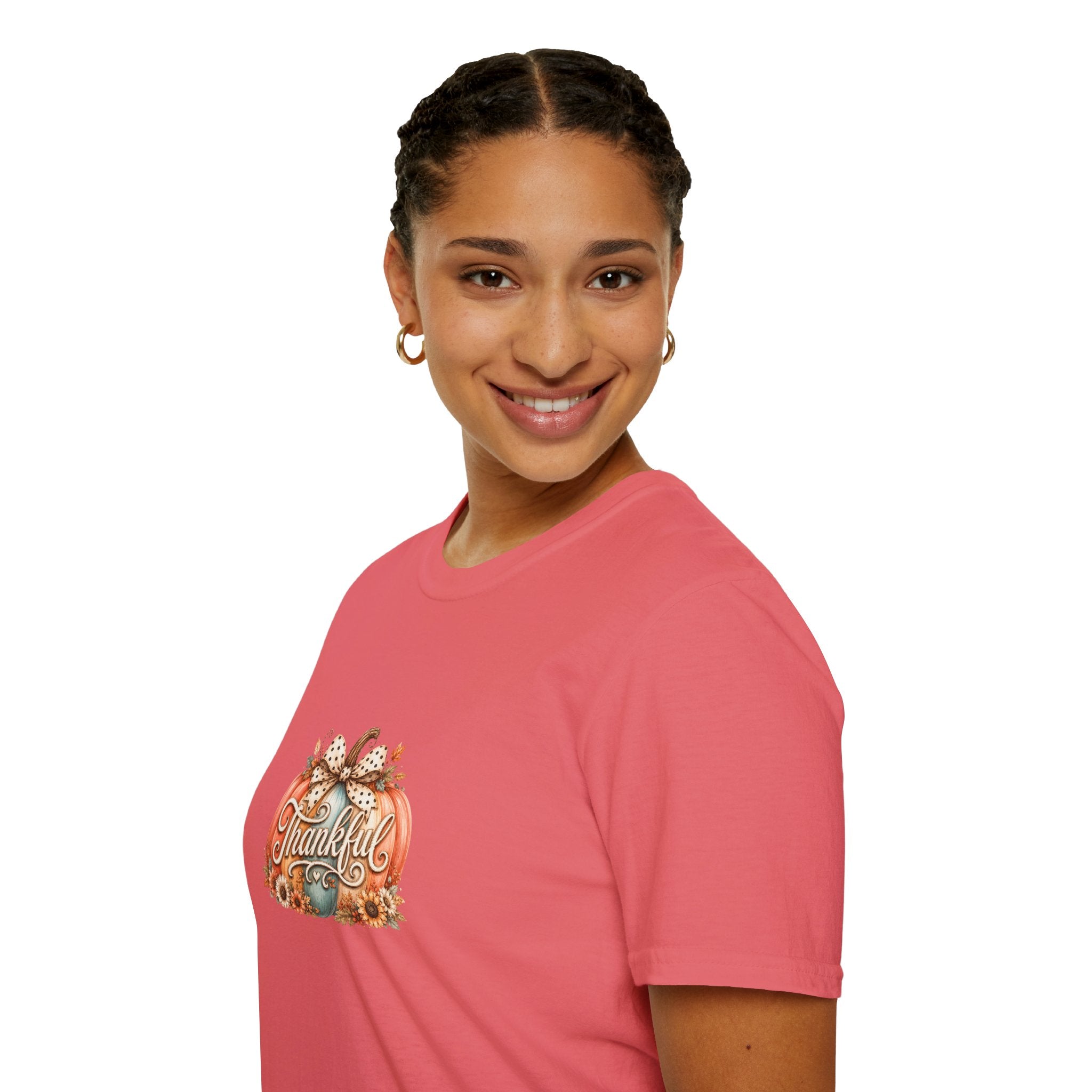 Thankful Pumpkin T-Shirt — Cute Fall Thanksgiving Gift for Women Graphic Tee