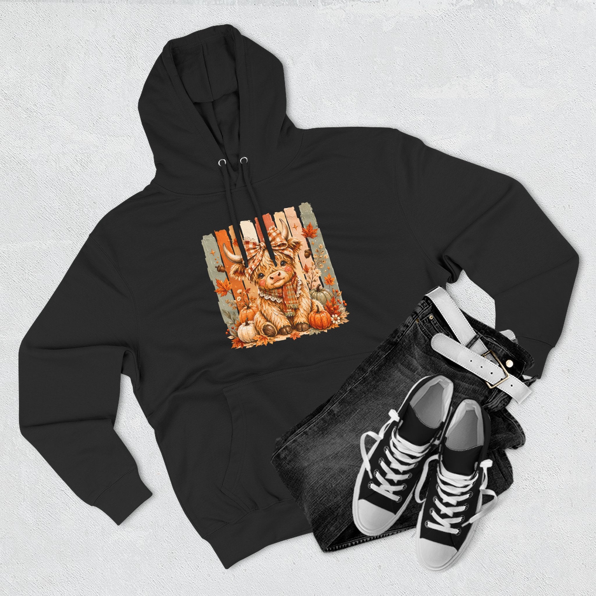 Autumn Pumpkin Cow Hoodie — Cute Fall Gift for Women Cozy Graphic Pullover