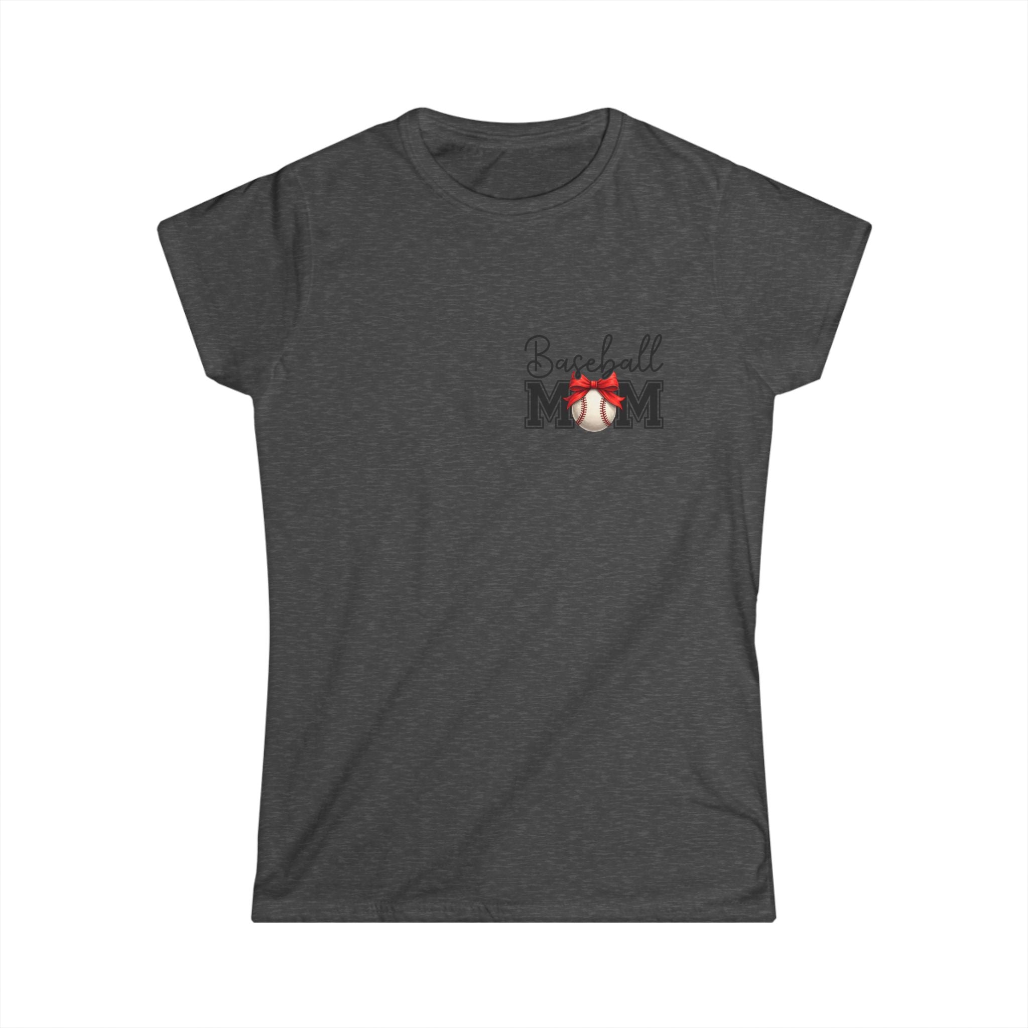 Baseball Mom Script T-Shirt — Cute Bow Gift for Sports Moms Game Day Tee