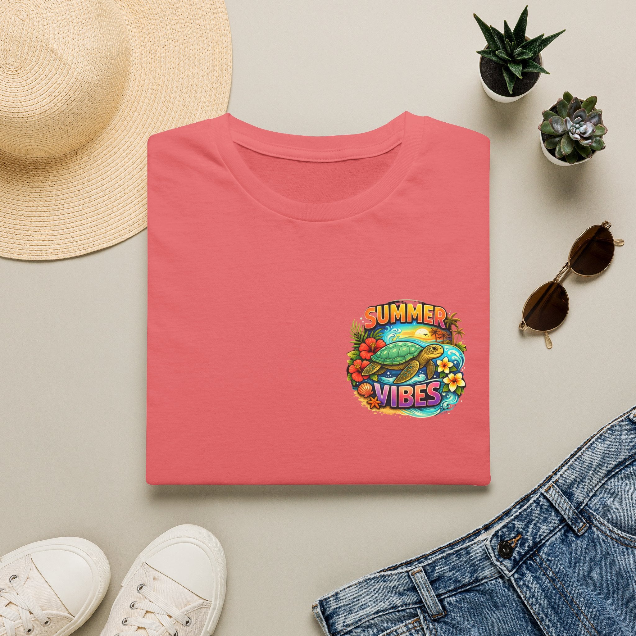 Summer Vibes Sea Turtle T-Shirt — Cute Beach Gift for Women Surf Floral Graphic Tee