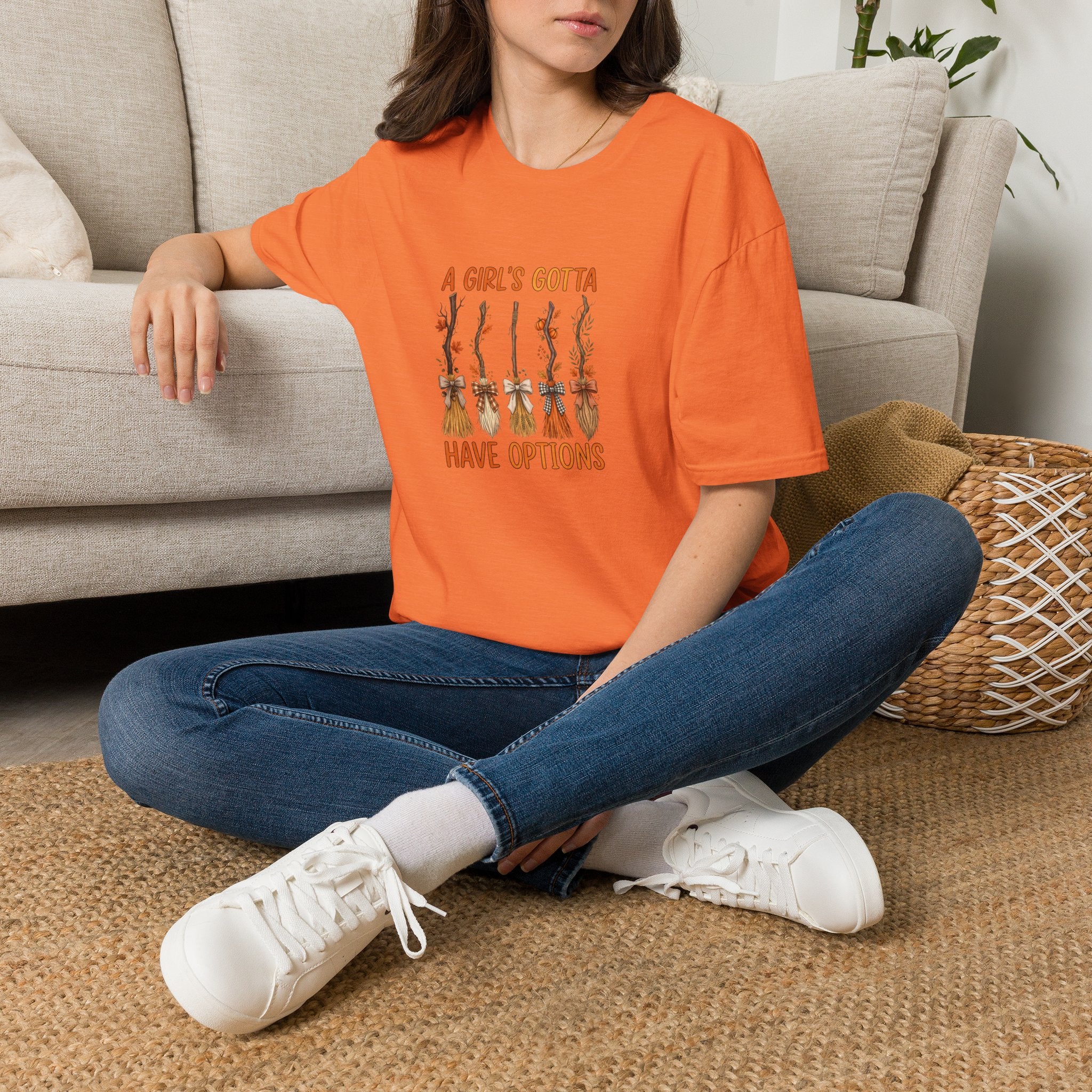 A Girl's Gotta Have Options Witch Brooms T-Shirt — Funny Halloween Gift for Women