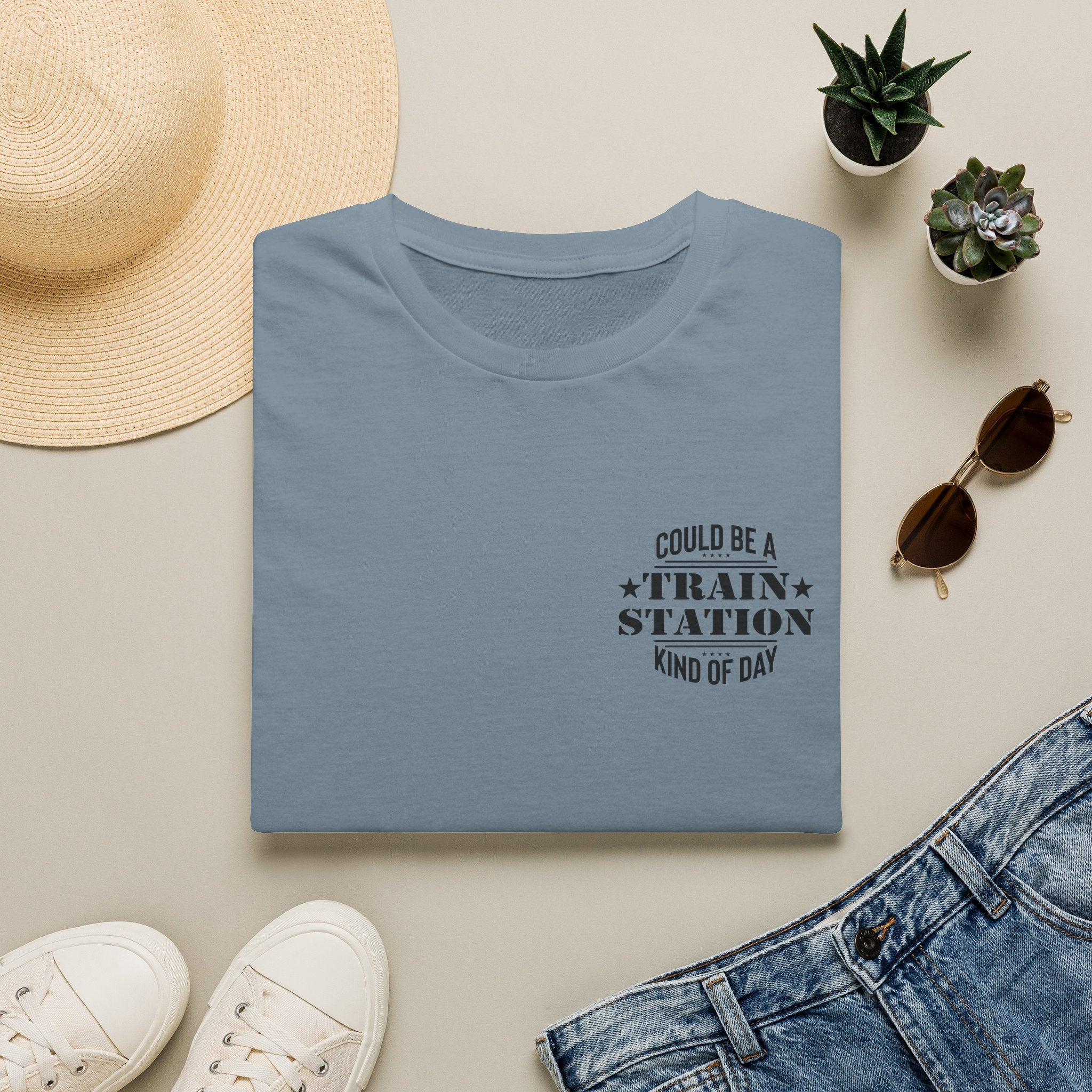 Could Be a Train Station Kind of Day T-Shirt — Funny Sarcastic Gift for Her Pocket Tee