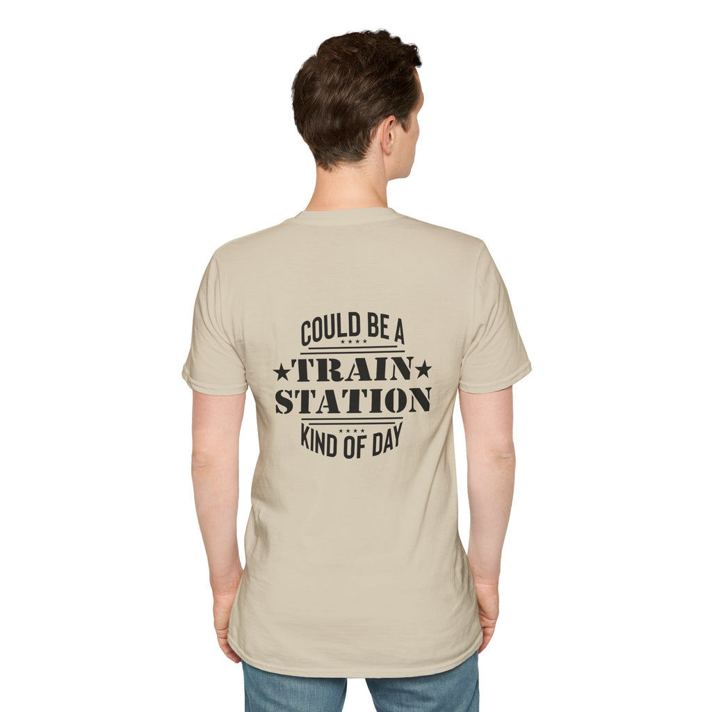 Could Be a Train Station Kind of Day T-Shirt — Funny Sarcastic Gift for Her Pocket Tee
