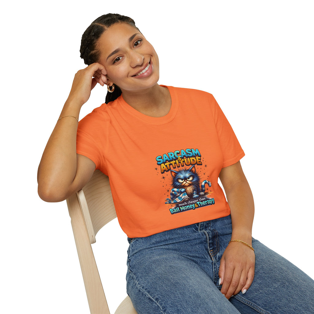 Sarcasm & Attitude Grumpy Cat T-Shirt — Funny Sarcastic Gift for Her Graphic Tee