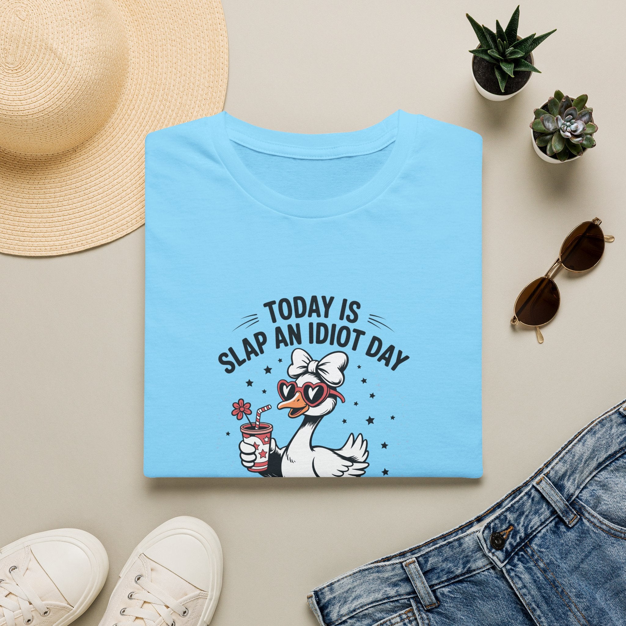 Today Is Slap An Idiot Day Duck T-Shirt — Funny Sarcastic Gift for Her Graphic Tee
