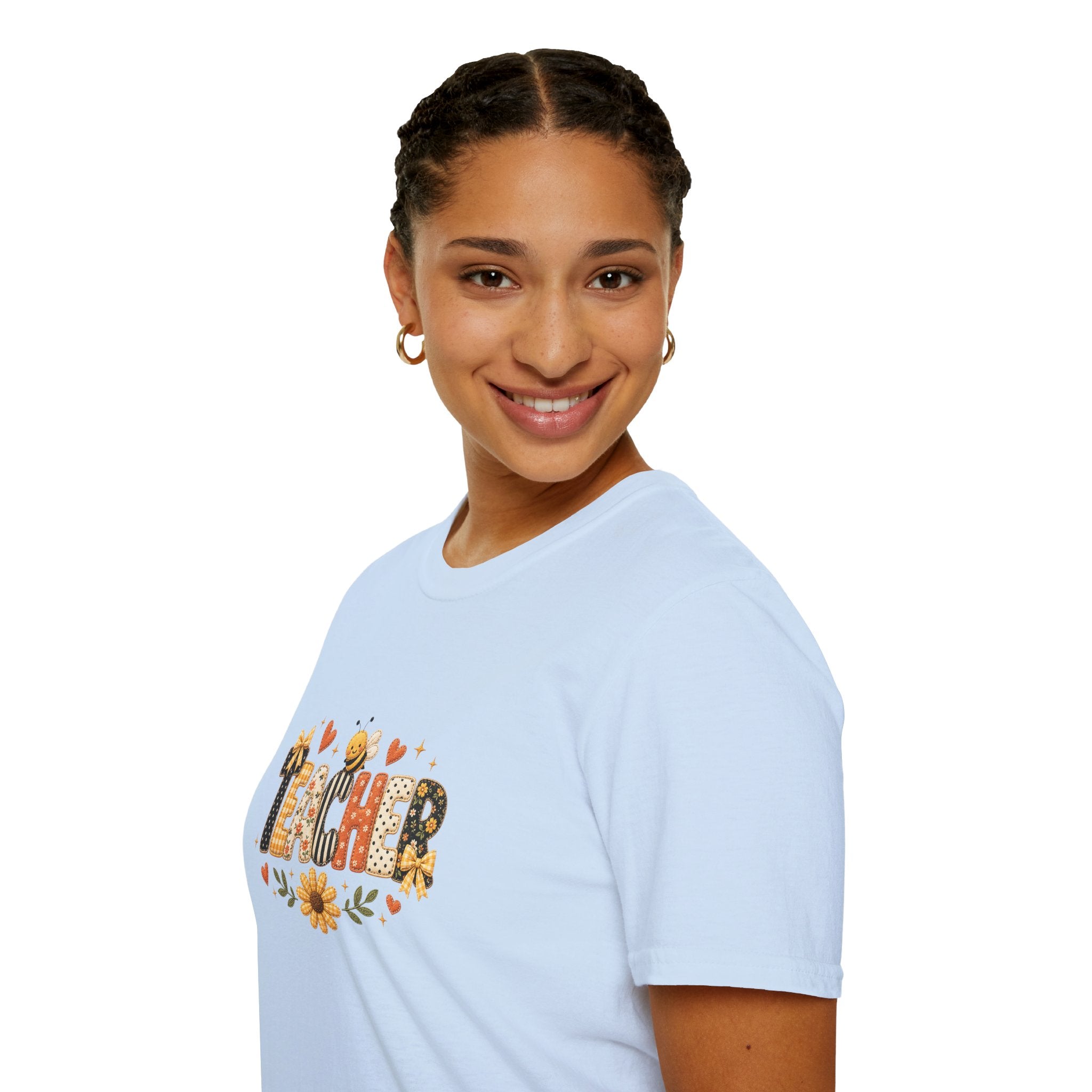 Teacher Floral Bee T-Shirt — Cute Back-to-School Gift for Teachers Graphic Tee