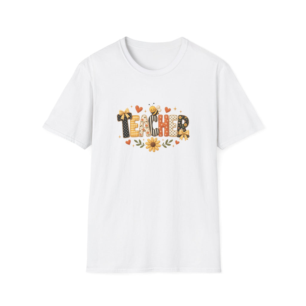 Teacher Floral Bee T-Shirt — Cute Back-to-School Gift for Teachers Graphic Tee