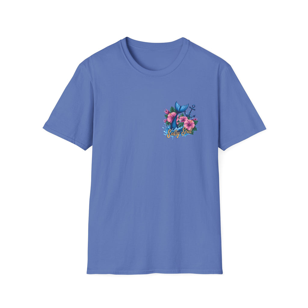 Salty Soul Mermaid Anchor Floral T-Shirt — Cute Beach Gift for Women Nautical Tee