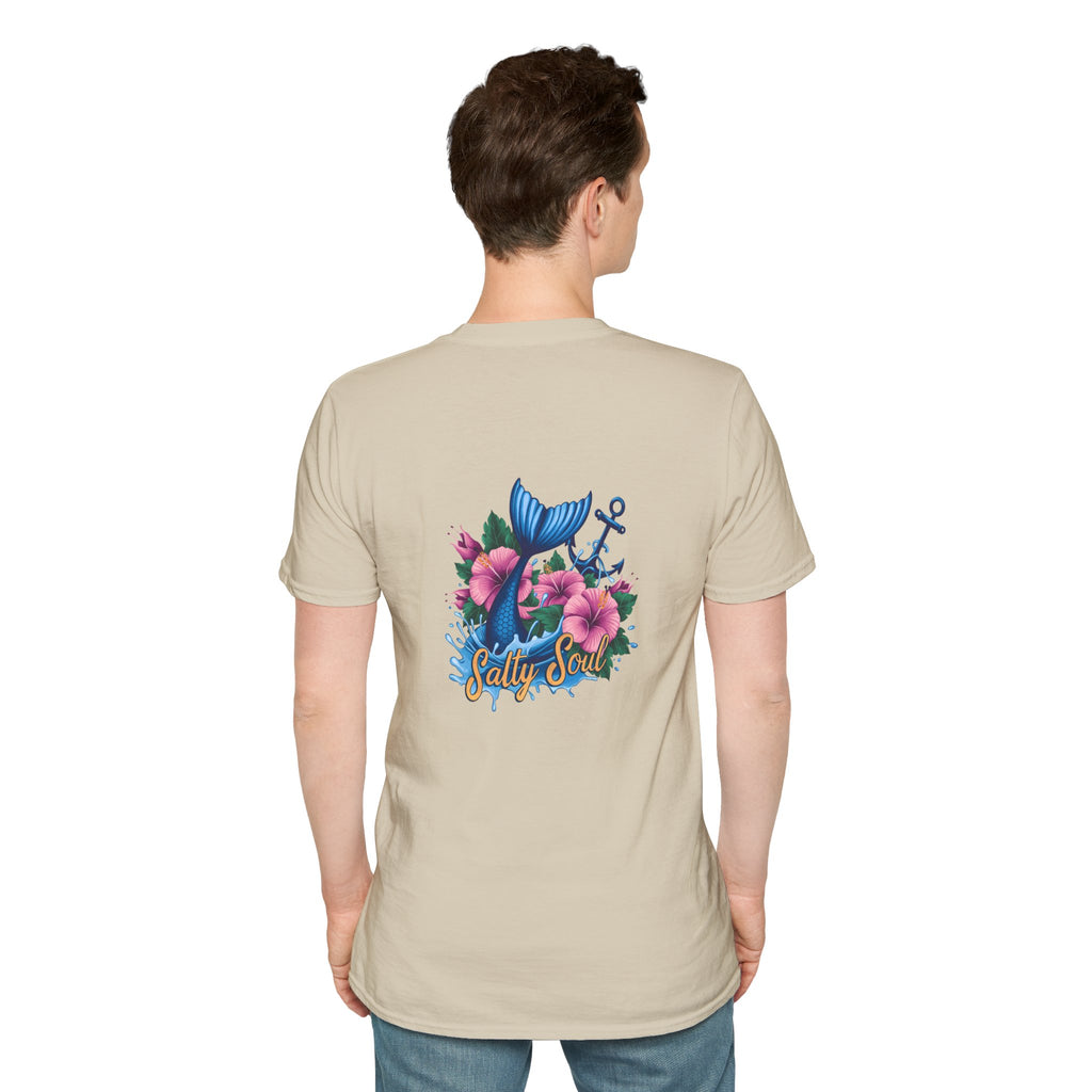Salty Soul Mermaid Anchor Floral T-Shirt — Cute Beach Gift for Women Nautical Tee