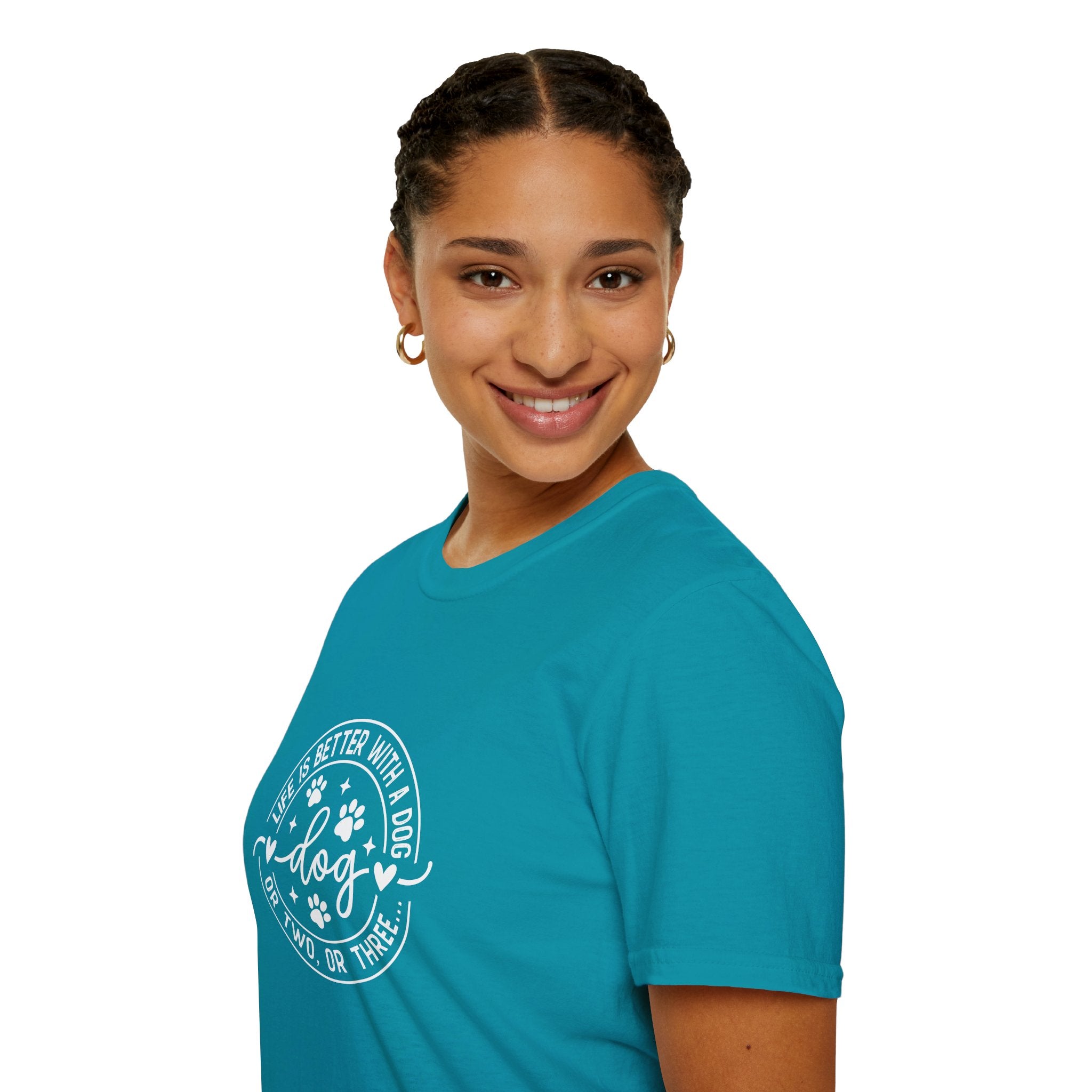 Life Is Better With a Dog T-Shirt — Funny Dog Lover Gift for Women Paw Print Tee