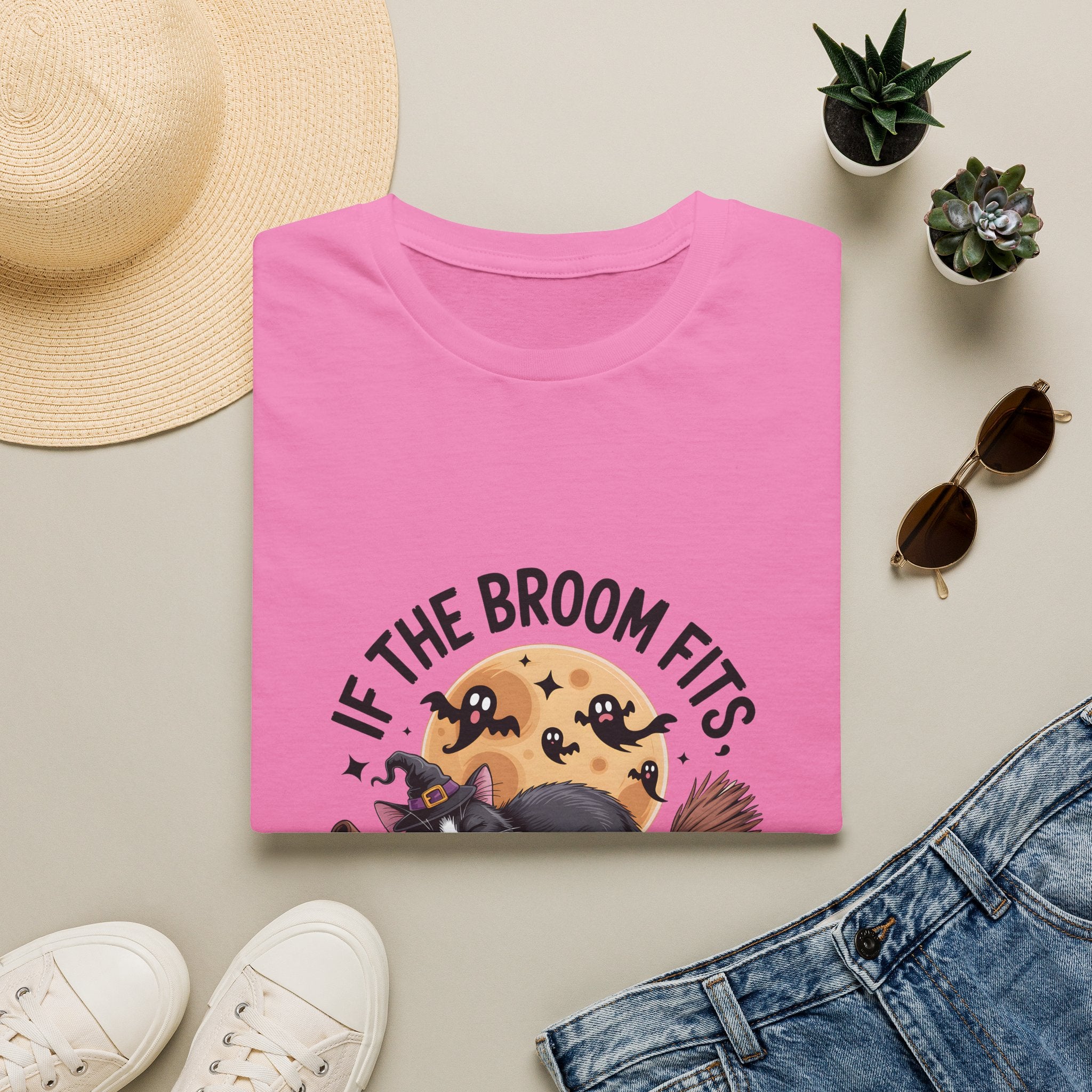 If the Broom Fits Nap on It Cat T-Shirt — Funny Halloween Gift for Women Witchy Tee