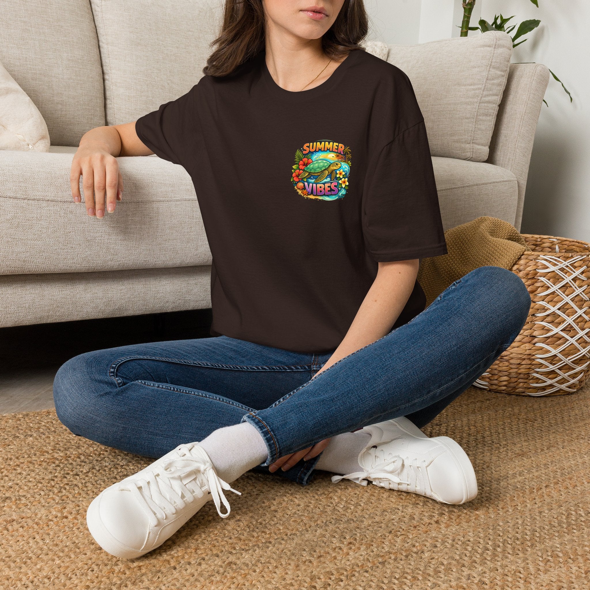 Summer Vibes Sea Turtle T-Shirt — Cute Beach Gift for Women Surf Floral Graphic Tee