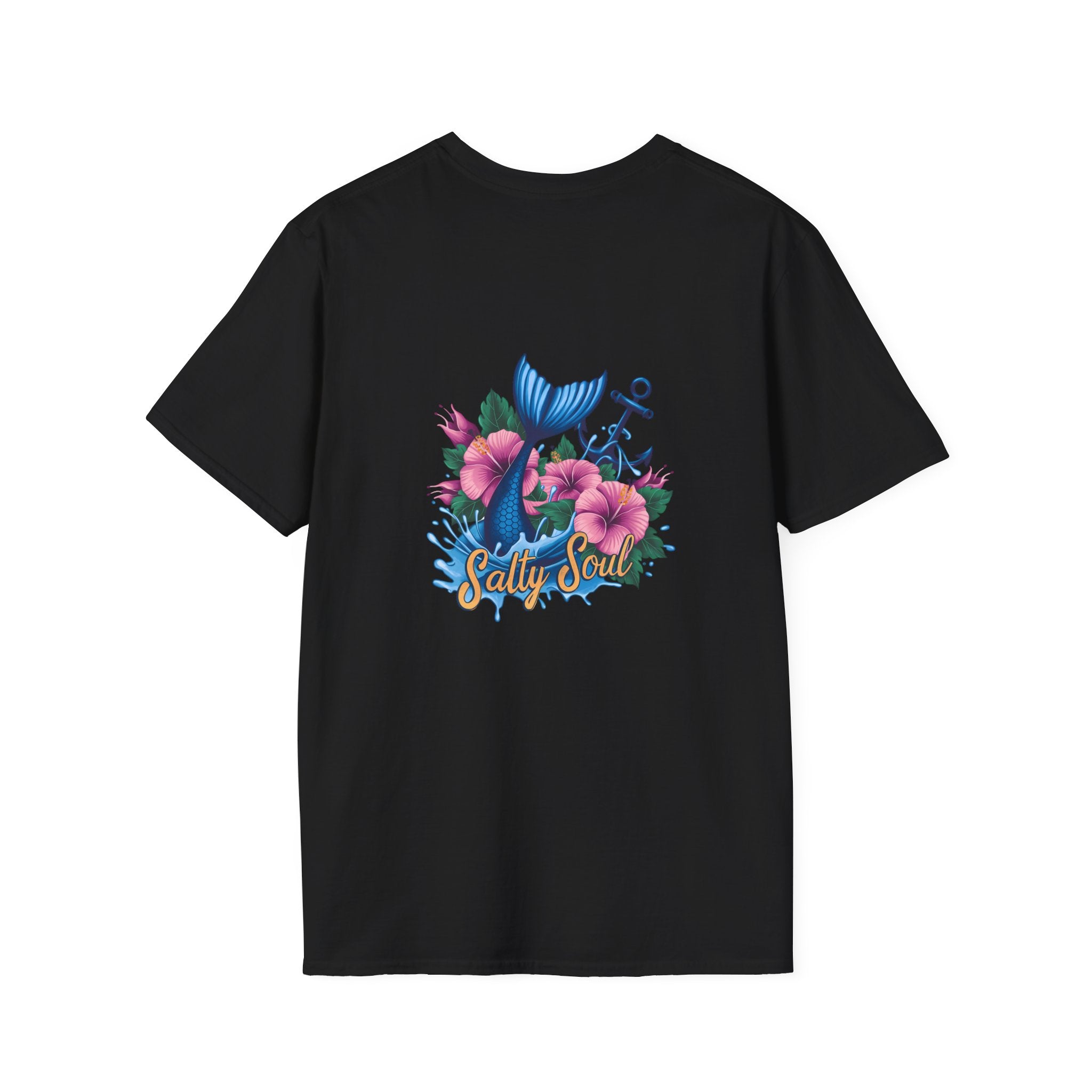 Salty Soul Mermaid Anchor Floral T-Shirt — Cute Beach Gift for Women Nautical Tee